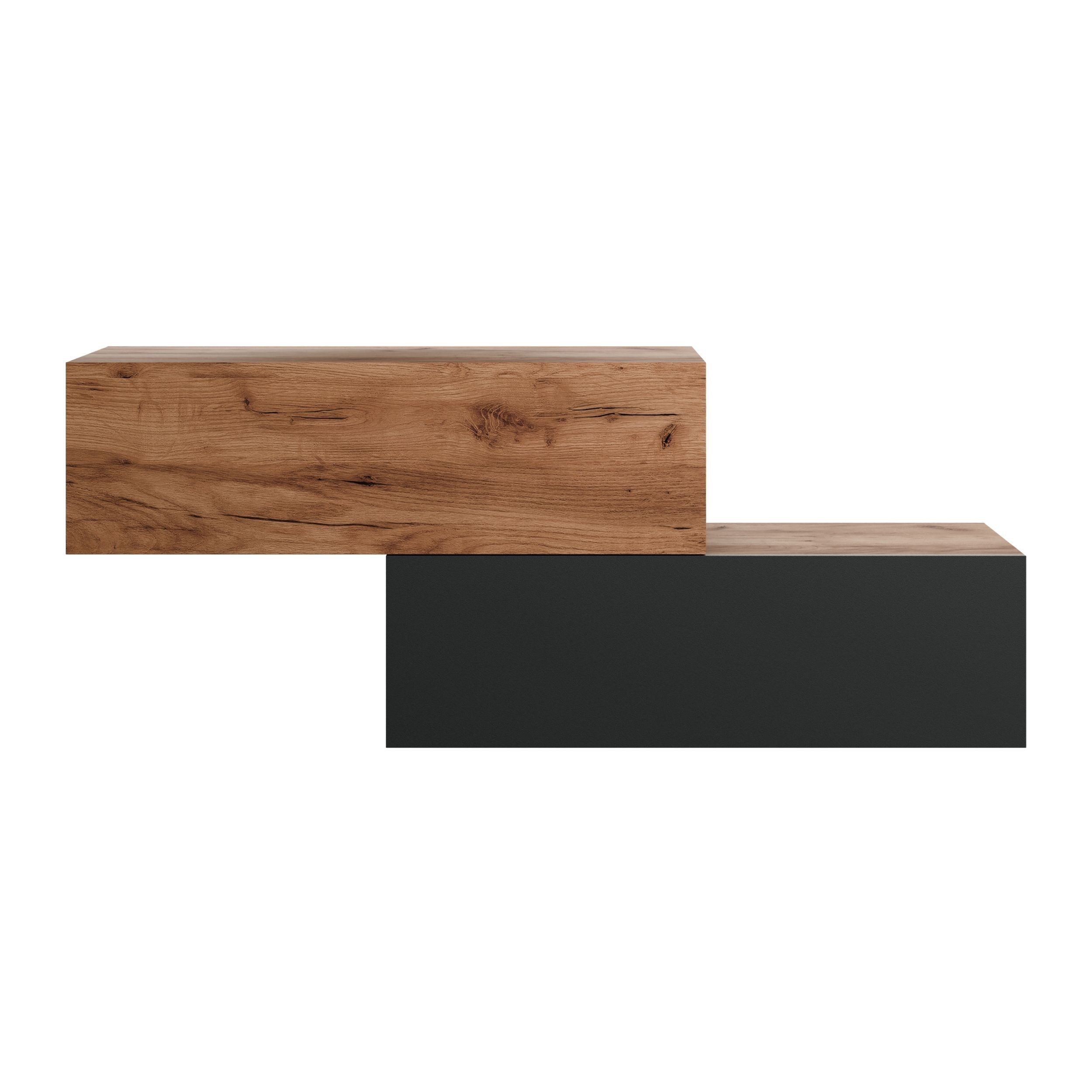 Planetmöbel Garderoben-Set 2x Hängeschrank WEST 100 cm gold eiche / gold eiche - anthrazit, (Garderobenschrank, Wandgarderobe hängend oder stehend), in verschiedenen Farben