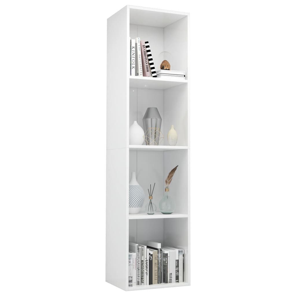 Holzwerkstoff Bücherregal furnicato Bücherregal/TV-Schrank Hochglanz-Weiß 36x30x143cm