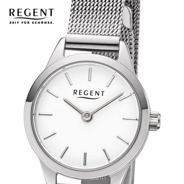 Regent Quarzuhr Regent Damen Uhr F-1165 Metall Quarz, Damen Armbanduhr rund, klein (ca. 18mm), Metallarmband