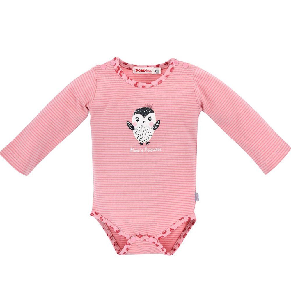 BONDI Langarmbody Baby Mädchen Newborn Body "Mom's Princess" geringelt 86514, Rosa (1-tlg)