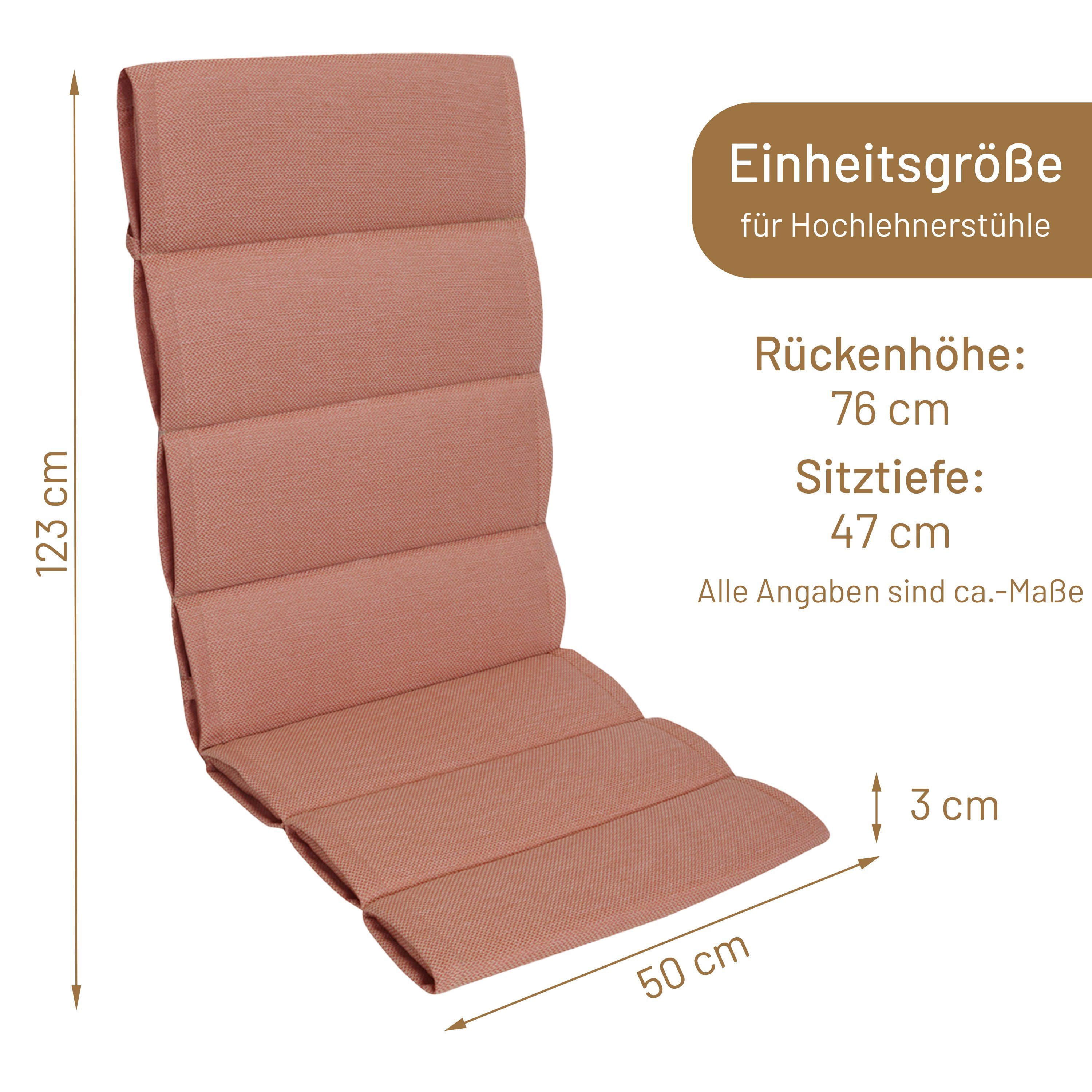 Herlag Hochlehnerauflage Linnea, (1 St), Gartenstuhlpolster 123x50x3cm Besonders leicht 1 Polster Rosa