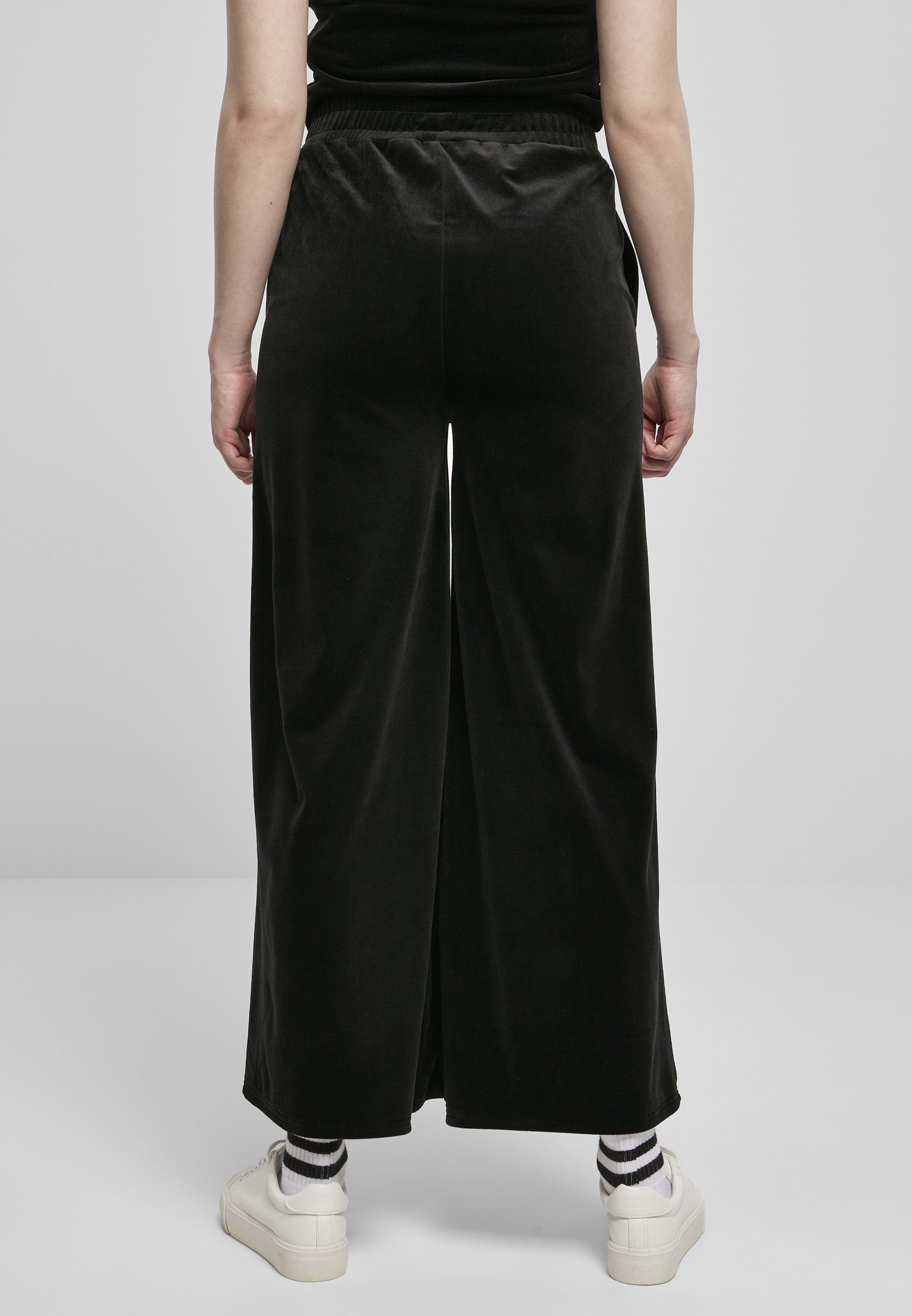 Stoffhose URBAN black Velvet Straight High CLASSICS Ladies (1-tlg) Damen Sweatpants Waist