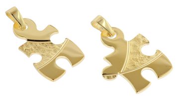 trendor Kette mit Anhänger Puzzle Partner Set Gold auf Silber + 2 n