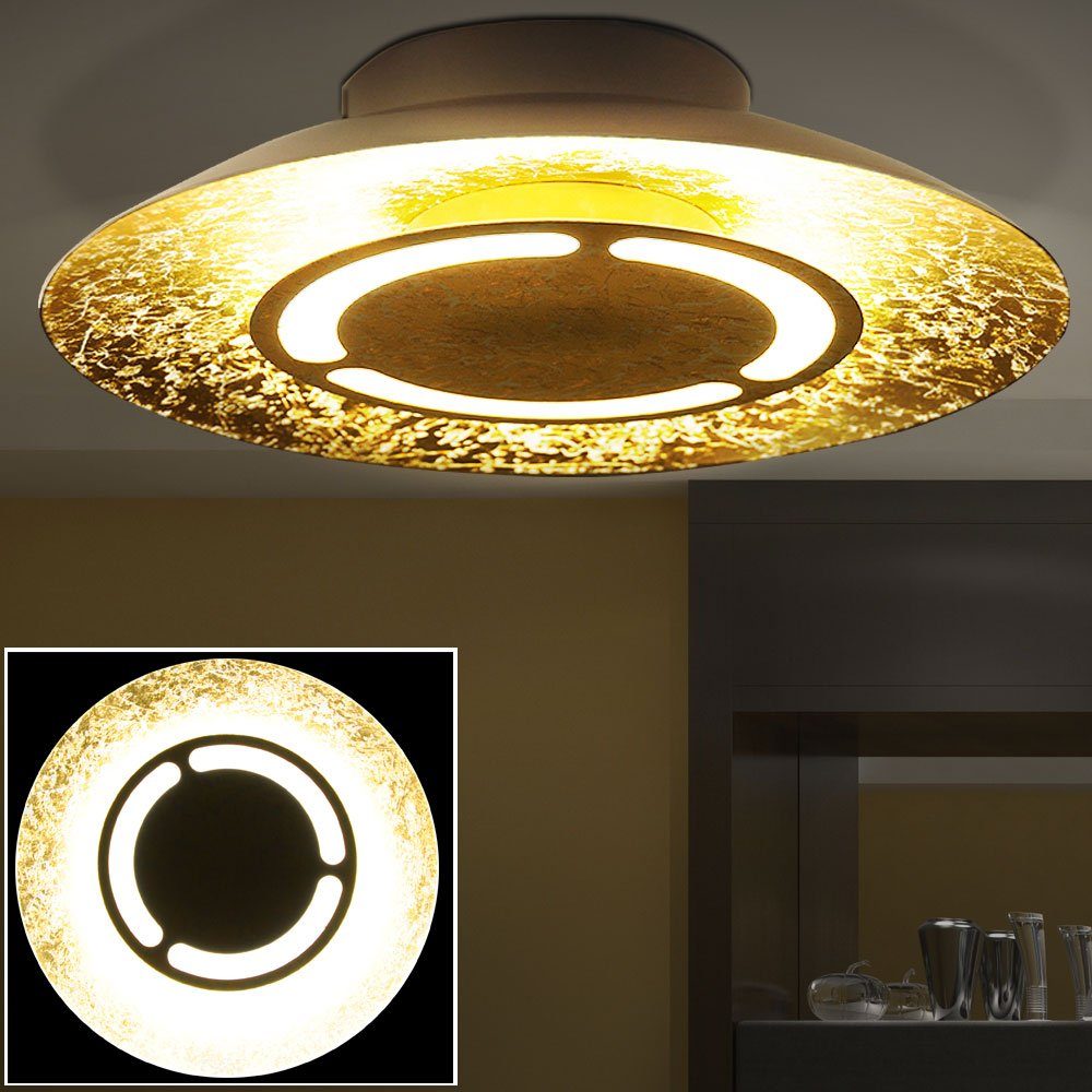etc-shop LED Deckenleuchte, LED-Leuchtmittel fest verbaut, Warmweiß, LED Deckenleuchte gold Wohnzimmerleuchte Esszimmerlampe, weiß