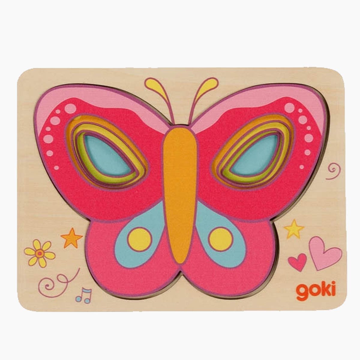 goki Lernspielzeug Schichtenpuzzle Schmetterling (Spar-Set, 5-St., packung), Begleiter für die ersten Lebensjahre