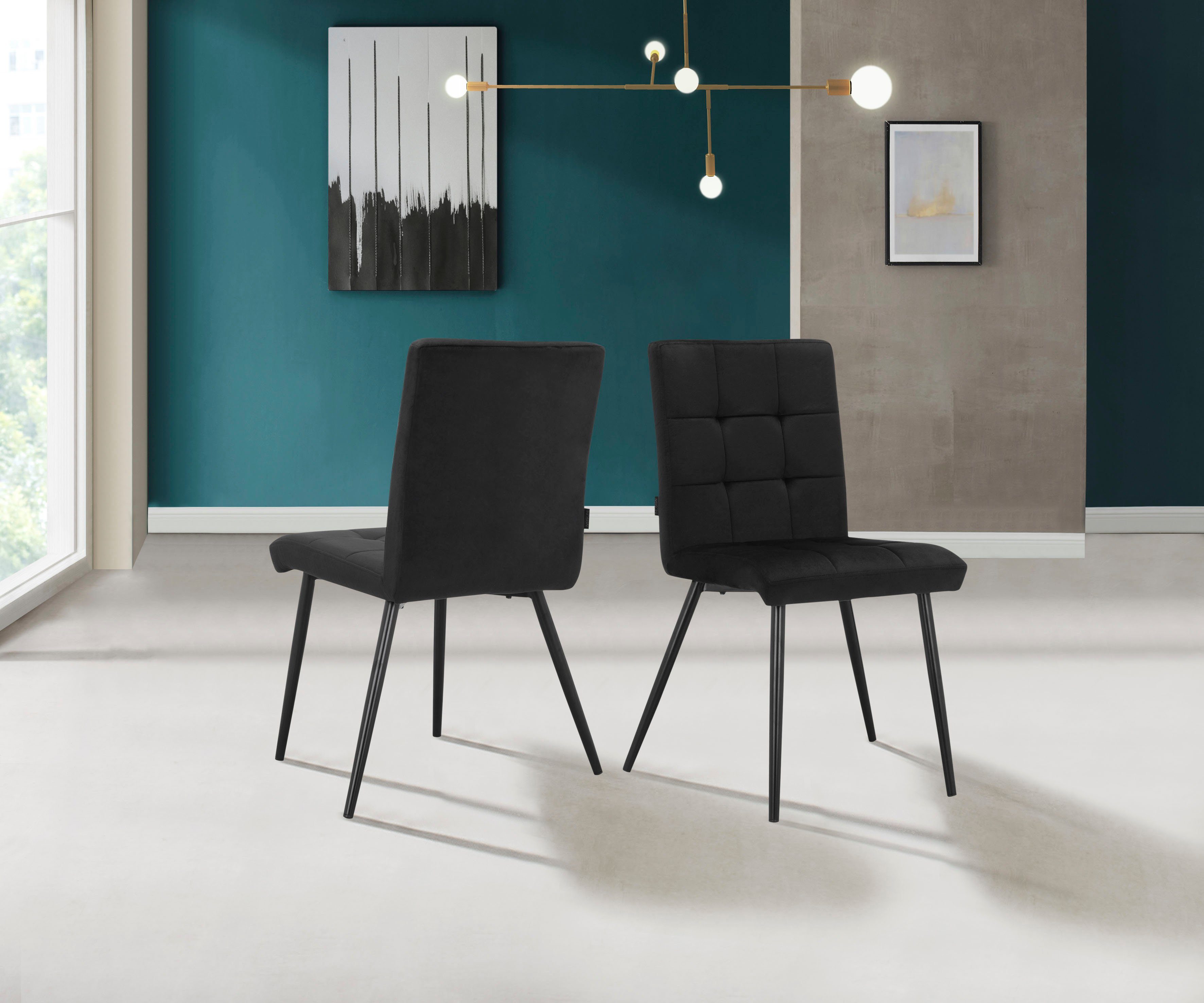 INOSIGN Esszimmerstuhl Kerim (2 St), im 2er Set erhältlich, mit Sitz und Rücken gepolstert, Sitzhöhe 48 cm schwarz | Stühle