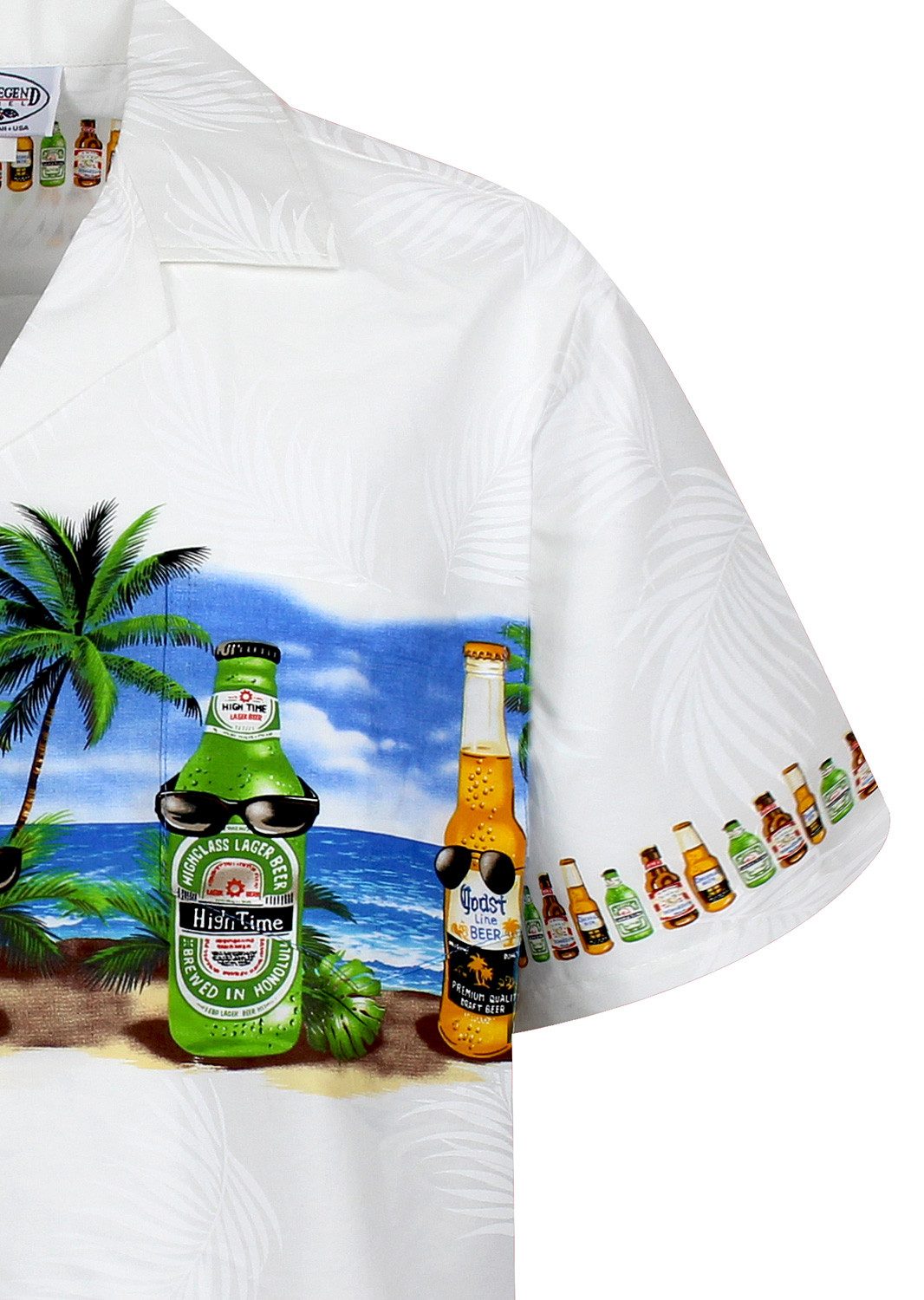 Pacific Legend Hawaiihemd "Corona Brustdruck" Herren Kurzarm Kokosknöpfe Original Hawaii – Bild 4 von 5