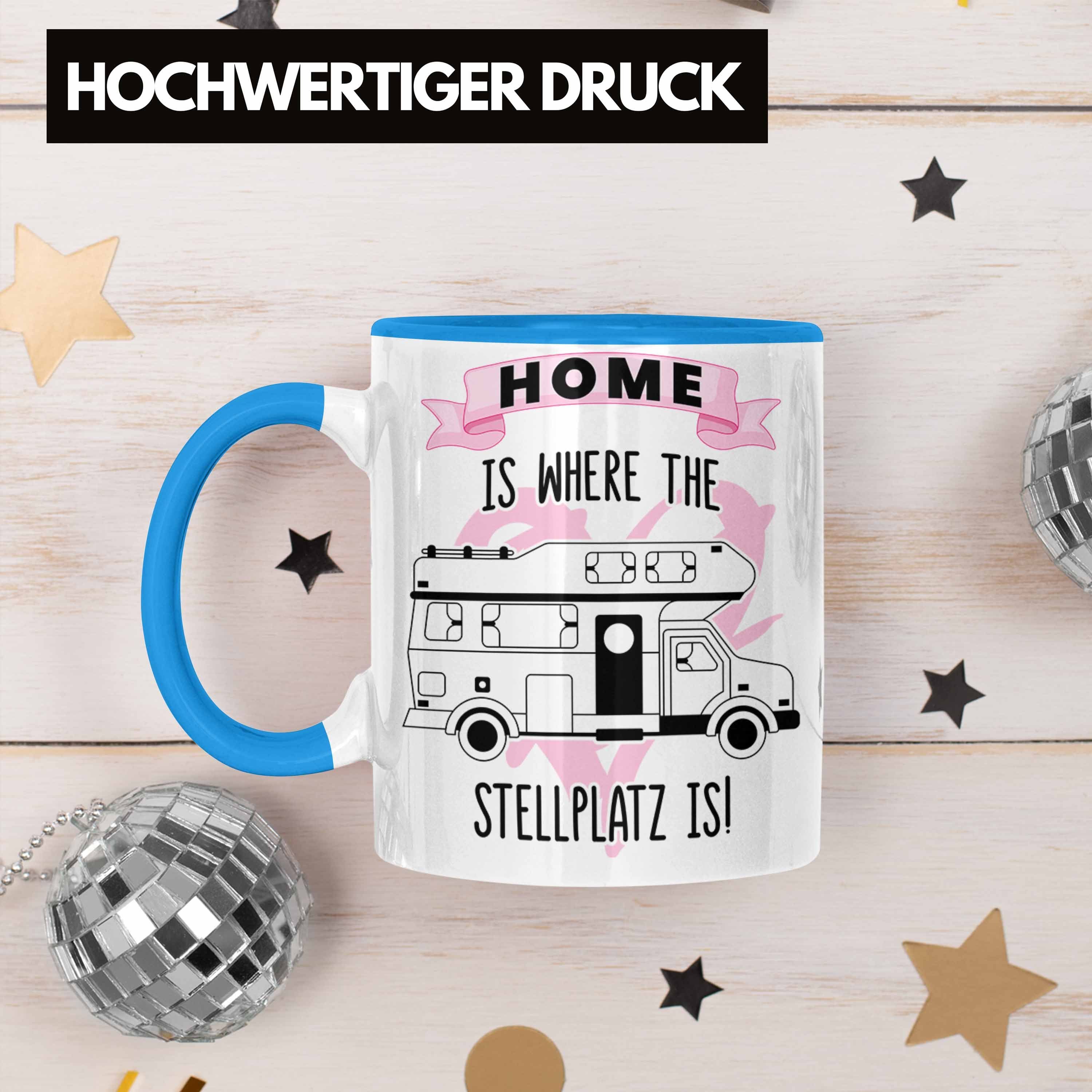 Stellplatz The Opa Trendation Is Geschenkidee Tasse Zubehör Wohnwagen Where Rentner blau - Tasse Is Home Grafik Männer Trendation Camping Lustig Oma Geschenke Wohnmobil Campingwagen Camper für