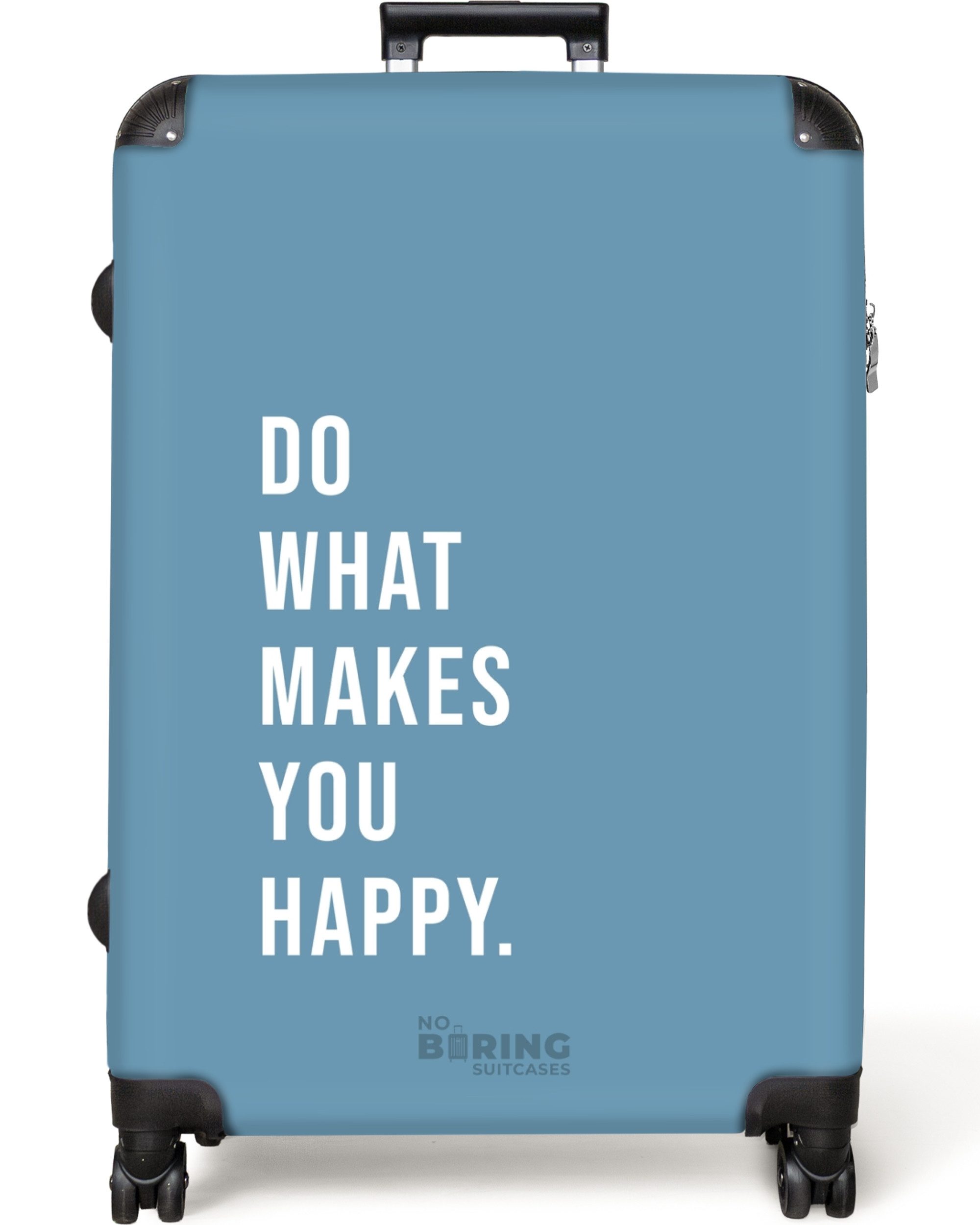 NoBoringSuitcases.com© Hartschalen-Trolley Blau mit Zitat "Tu, günstig online kaufen
