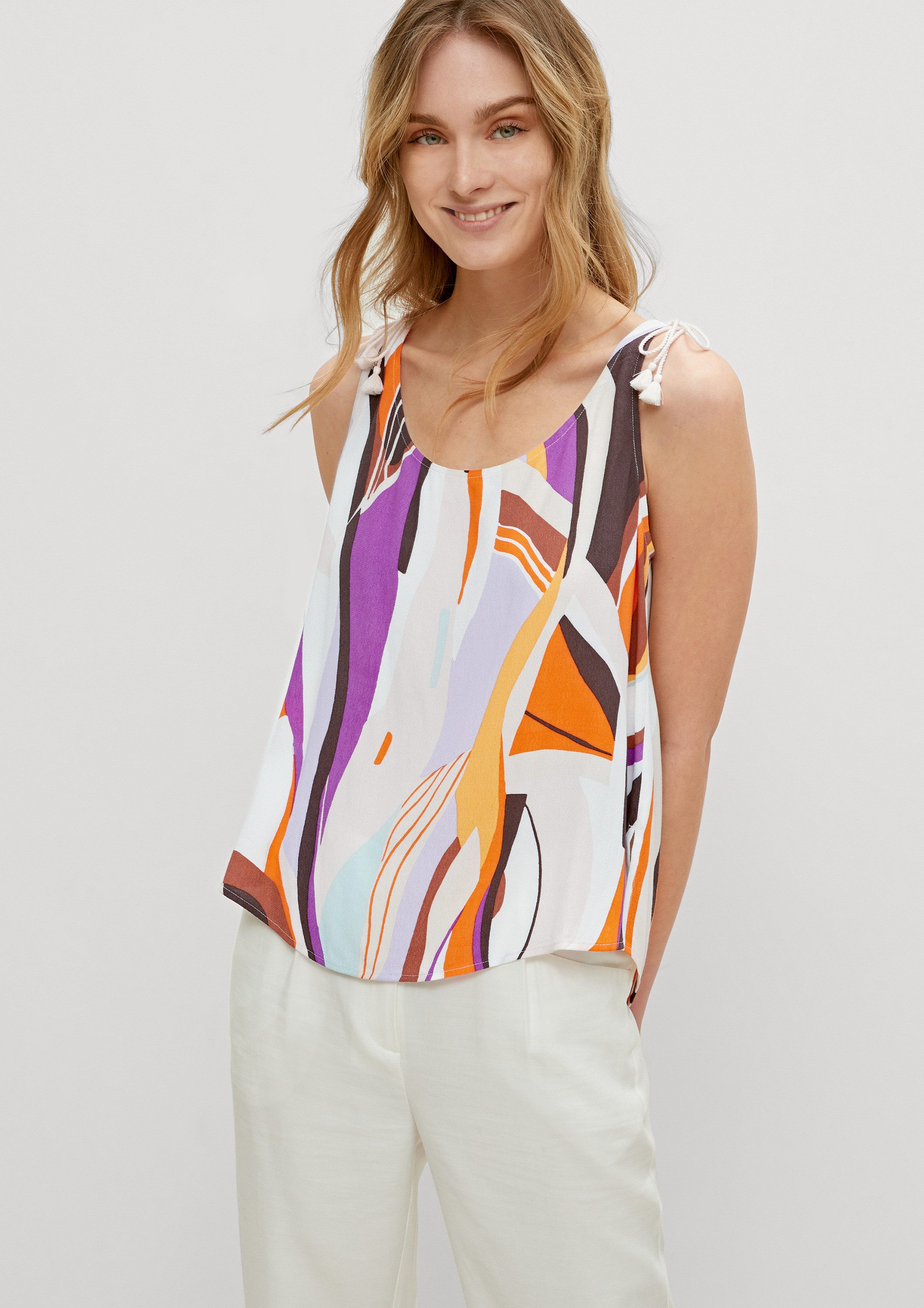 comma Blusentop Bluse Top mit abstraktem Allover-Muster