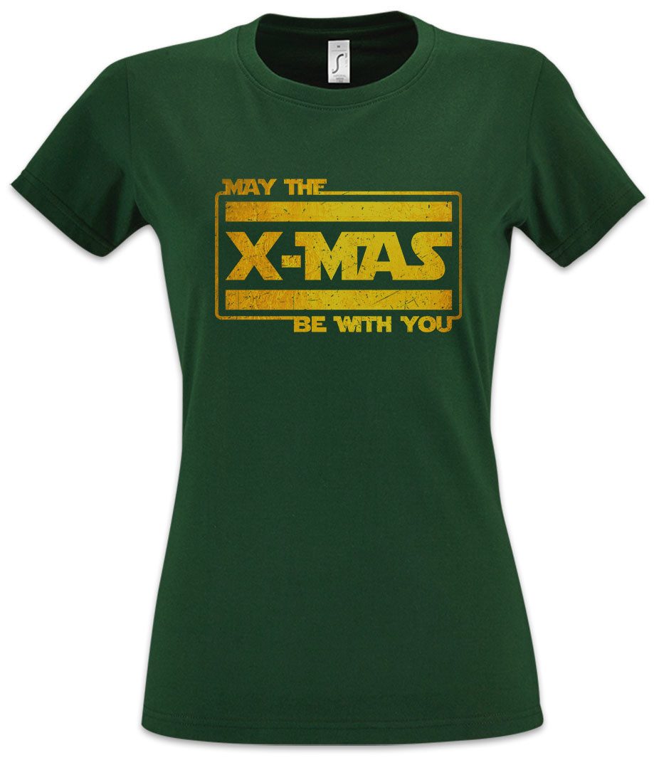 Urban Backwoods Print-Shirt May The X-mas Be With You Damen T-Shirt Wars Force Merry Holy (1-tlg) Christmas Star Santa Vader