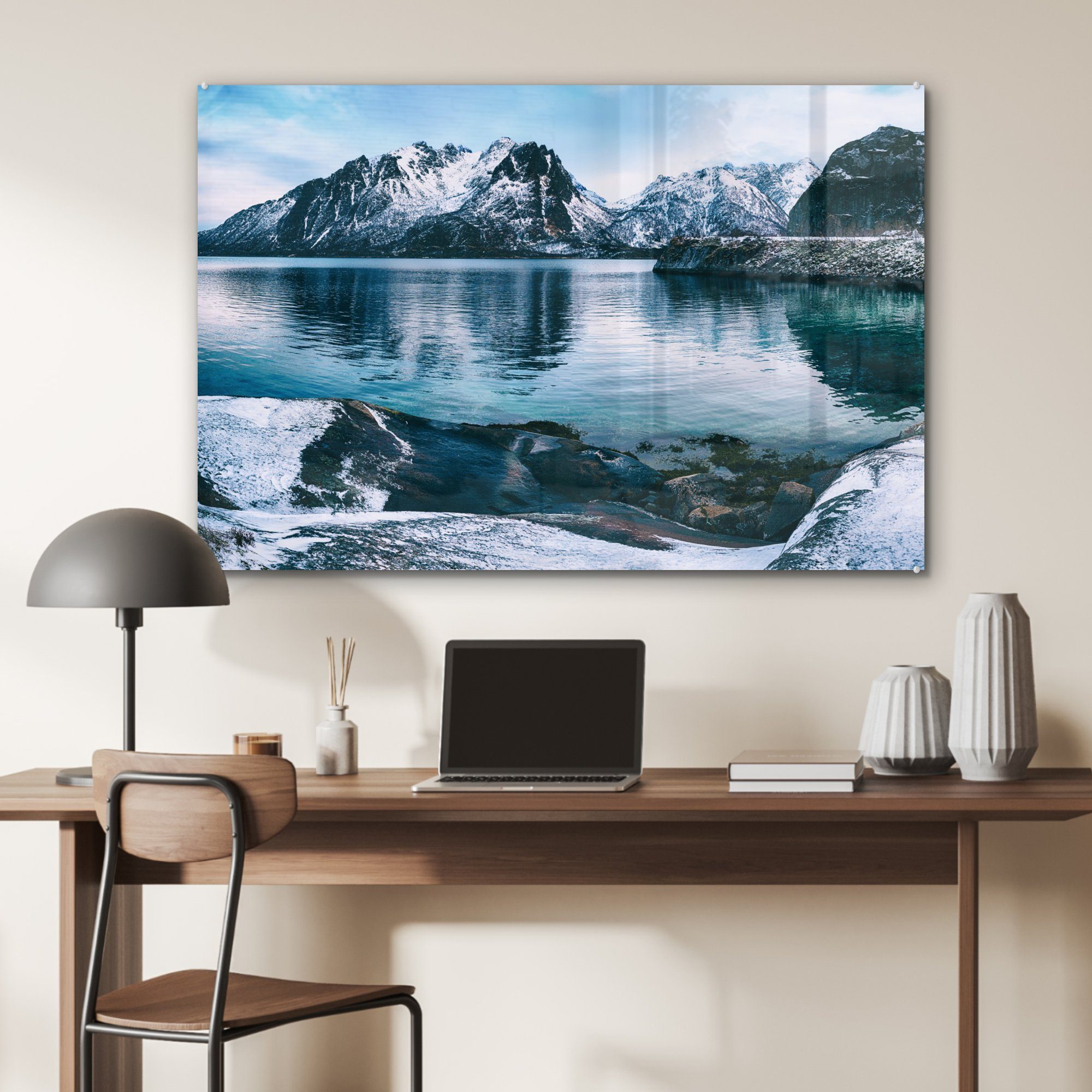 MuchoWow Winter St), & Acrylglasbilder - Acrylglasbild See - Schlafzimmer (1 Wohnzimmer Schnee,