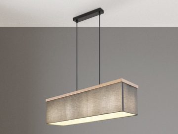 meineWunschleuchte LED Pendelleuchte, LED wechselbar, warmweiß, mit Holz Stoff-lampe hängend übern Esstisch & Kücheninsel, Breite 80cm