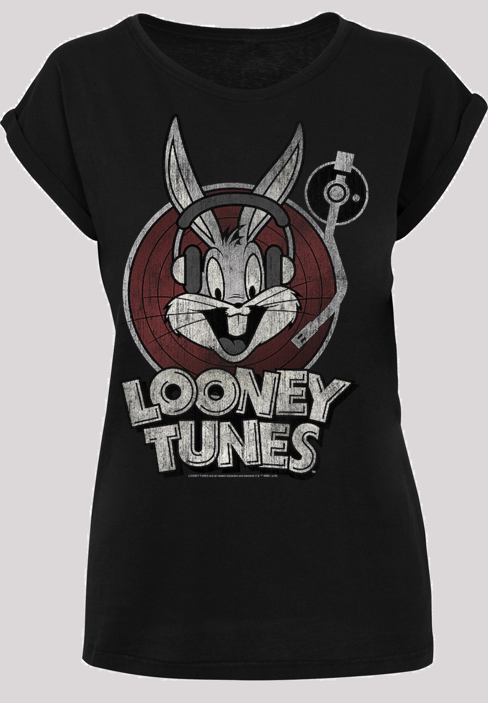 F4NT4STIC Kurzarmshirt Damen Looney Tunes Bugs Bunny with Ladies Extended Shoulder Tee (1-tlg) black