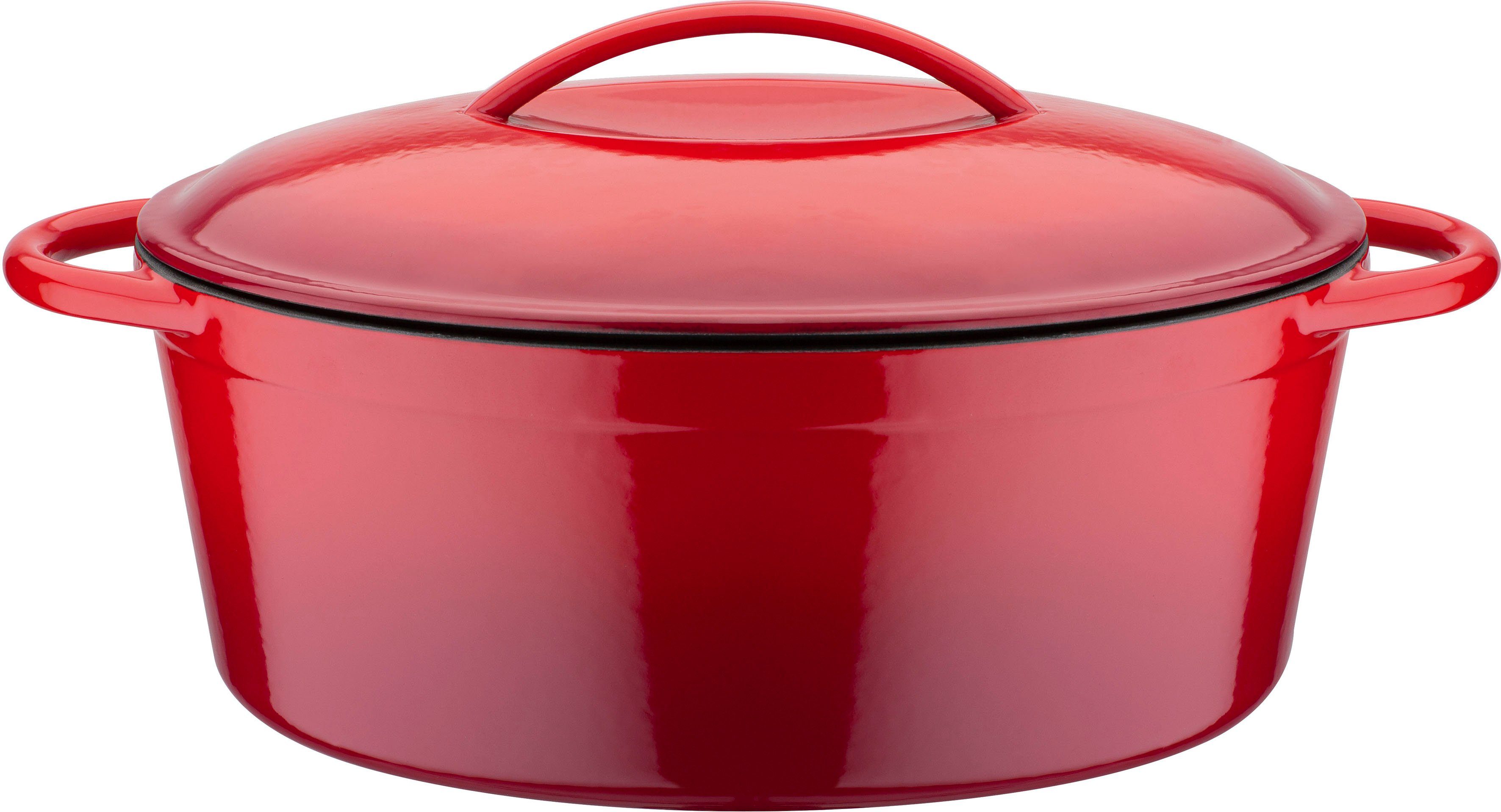 GSW Bräter Red Shadow, Gusseisen, oval,Dunstzapfen im Deckel z.Garen im eigenen Saft, 33x25cm, Induktion