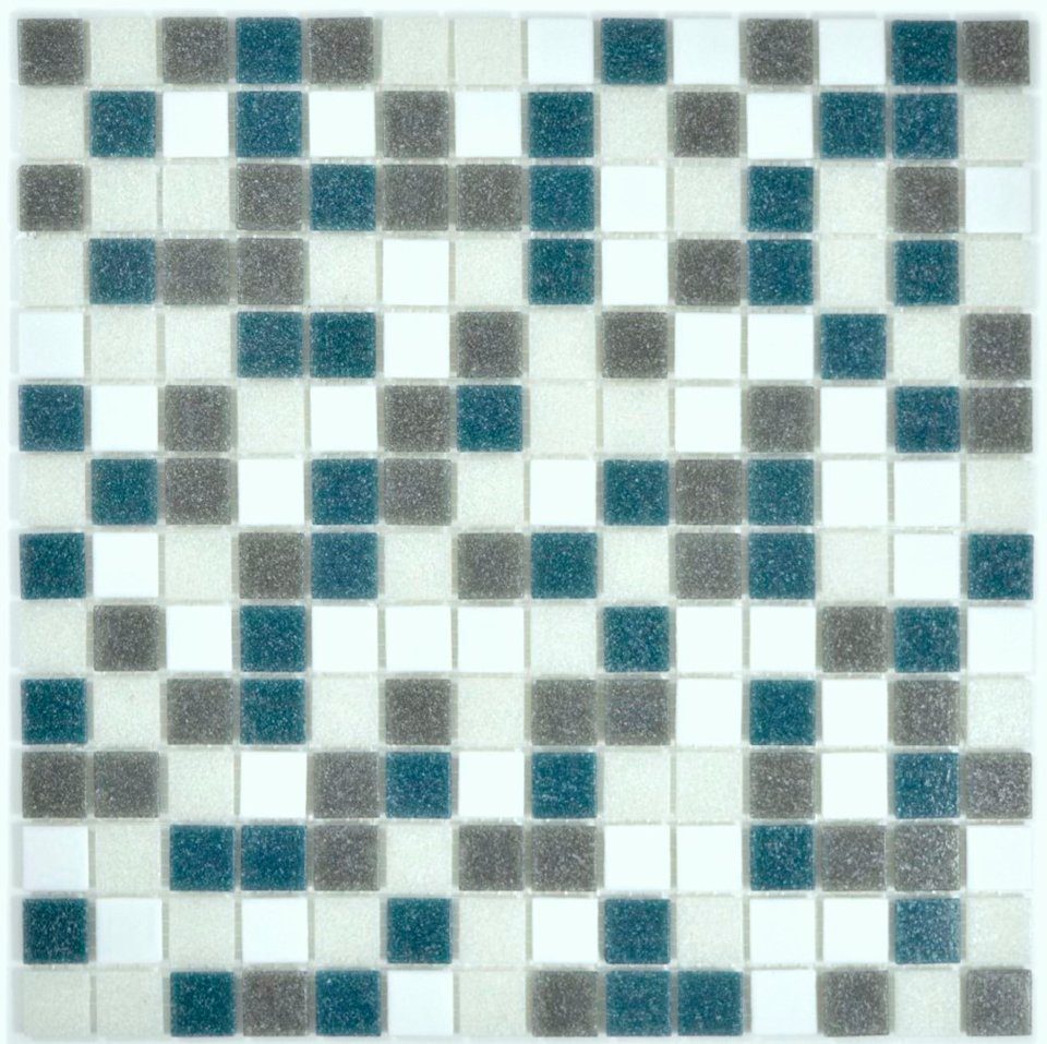 Mosani Bodenfliese Glasmosaik Mosaikfliesen mix weiß grau metall glänzend / 10 Matten
