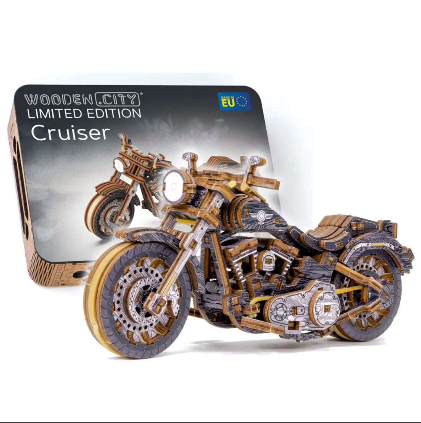 Wooden City 3D-Puzzle Holzmodell Motorrad Cruiser V-Twin 3D Puzzle Bausatz, günstig online kaufen