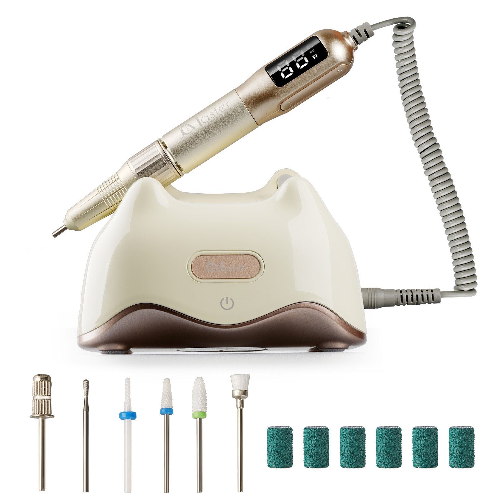 JCMaster Maniküre-Pediküre-Set, Nagelfräser,2200mAh Powerbank,LED-Display,Max 25000RPM, mit Bohrer-Set