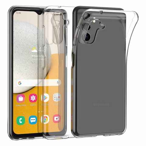 Wigento Handyhülle AUSWAHL Für Samsung Galaxy A14 5G Silikon Case TPU Transparent und oder 0,26 H9 Glas Handy Tasche Hülle Schutz Cover