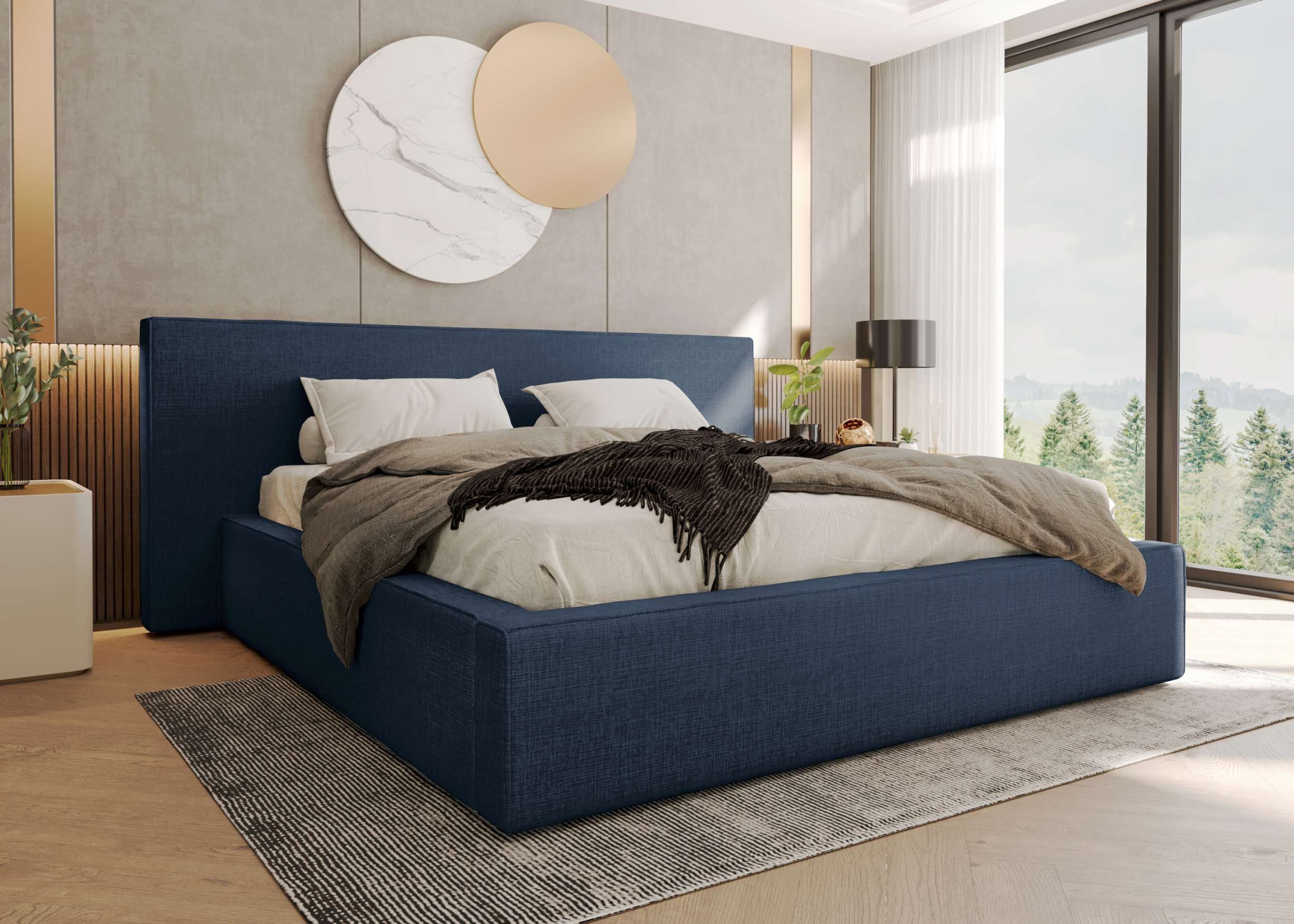99rooms Polsterbett Tivio (Schlafzimmerbett, Polsterbett), 140–200x200 cm, Velours VOSS, mit Lattenrost & Bettkasten