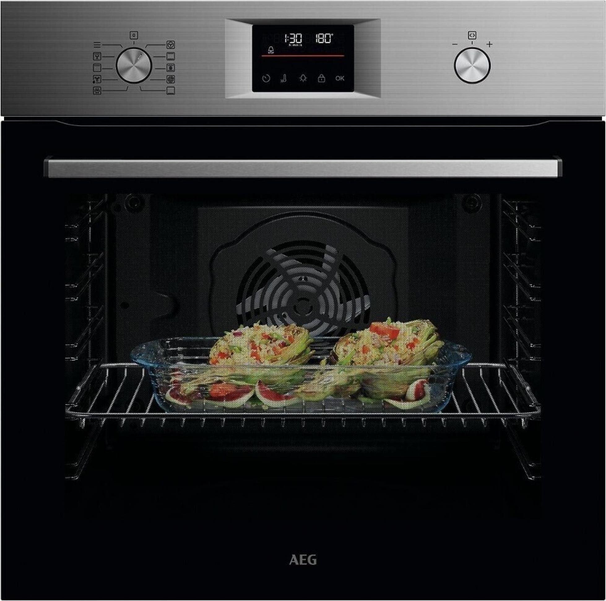 AEG Backofen OU5PB40SM Einbaubackofen, Edelstahl, 73L, 59,4 cm breit