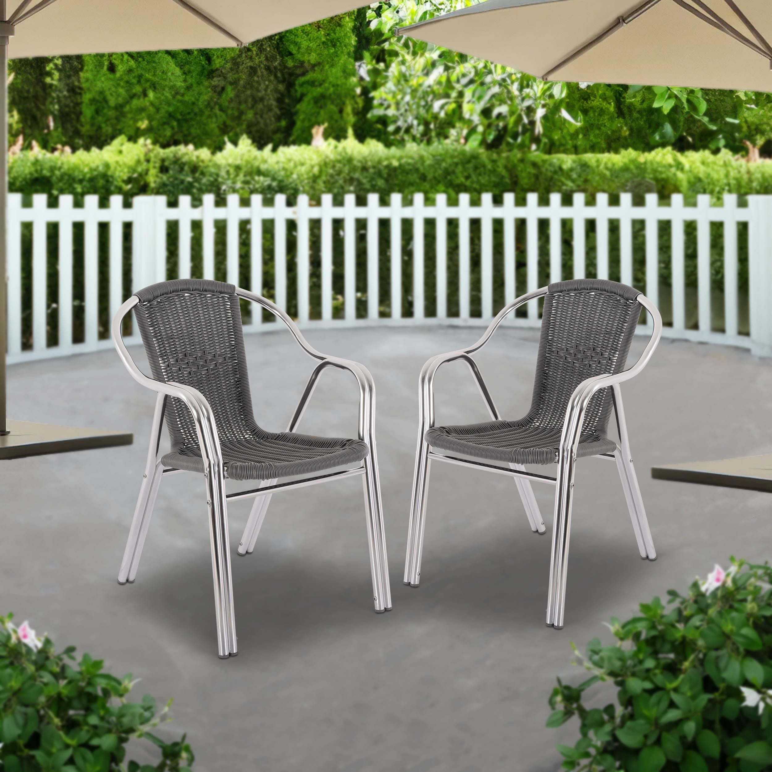 Raburg Bistrostuhl Outdoor-Stapelstuhl mit Armlehnen, Polyrattan, günstig online kaufen