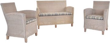 Krines Home Sitzgruppe Loungeset Carlo Rattan Lounge Set Wintergarten (Vintage Weiss), Sitzgruppe Rattanset Rattanmöbel Lounge und Empfangsbereich