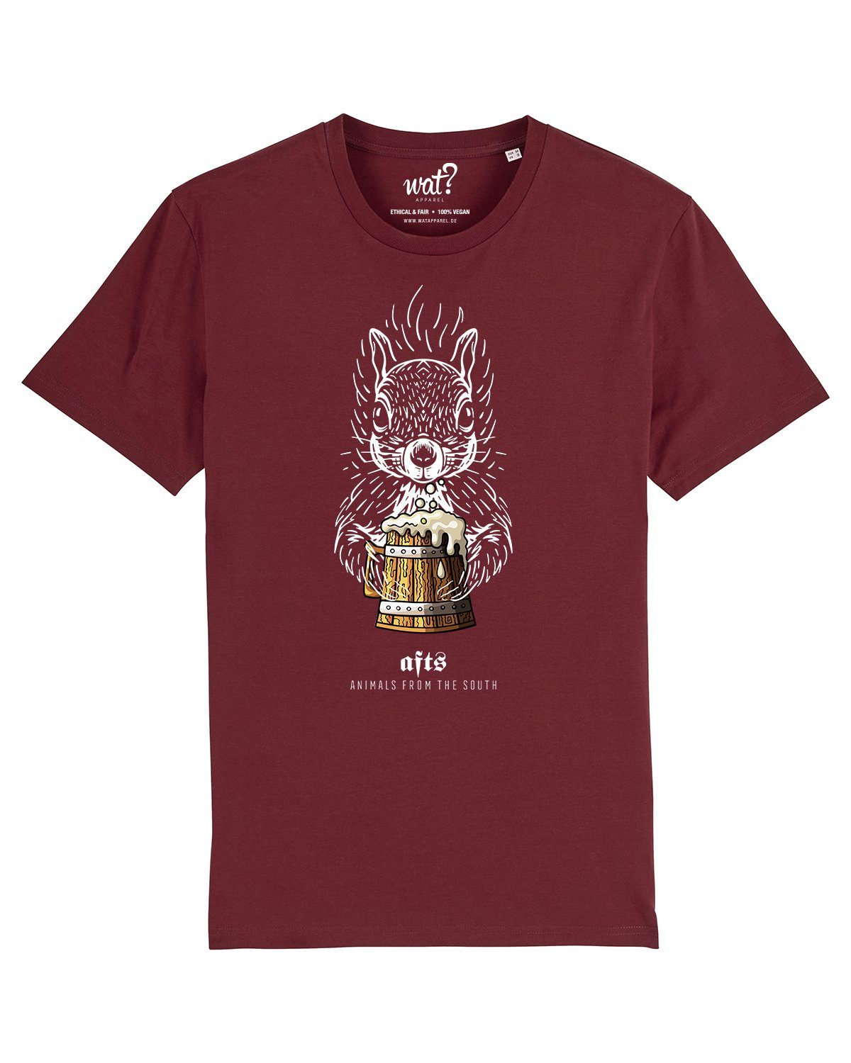 (1-tlg) wat? weinrot [#afts] Eichhörnchen Apparel Print-Shirt