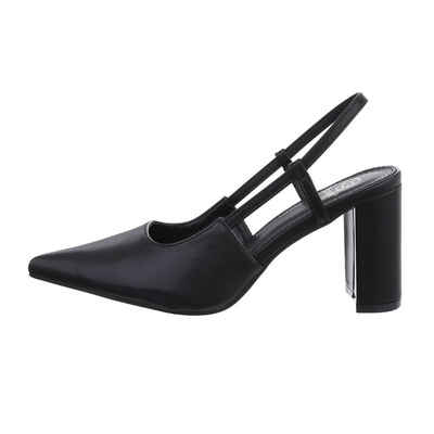 Ital-Design Damen Abendschuhe Elegant Schnürpumps Blockabsatz High Heel Pumps in Schwarz