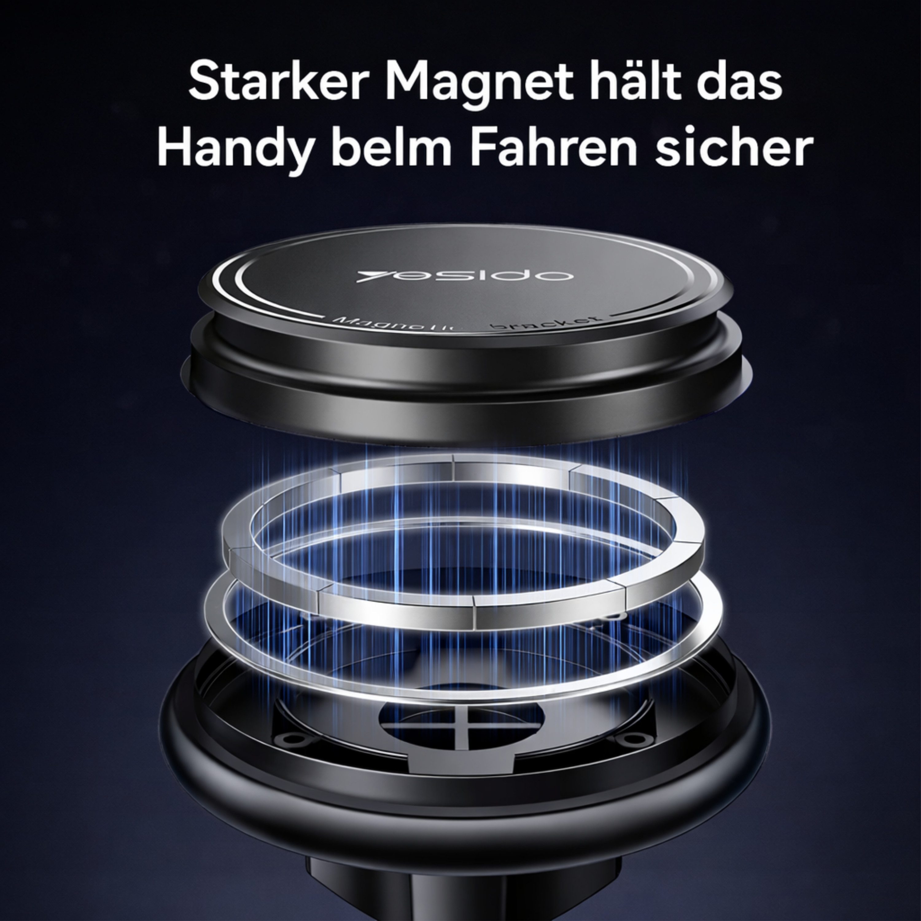 RUHE Handy-Halterung MagSafe Handyhalterung Auto KFZ Magnetische Autohalterung flexibel, (bis 8 Zoll, Kompatibel mit alle Smartphones dank Magnetring LKW / PKW  – Bild 3 von 5