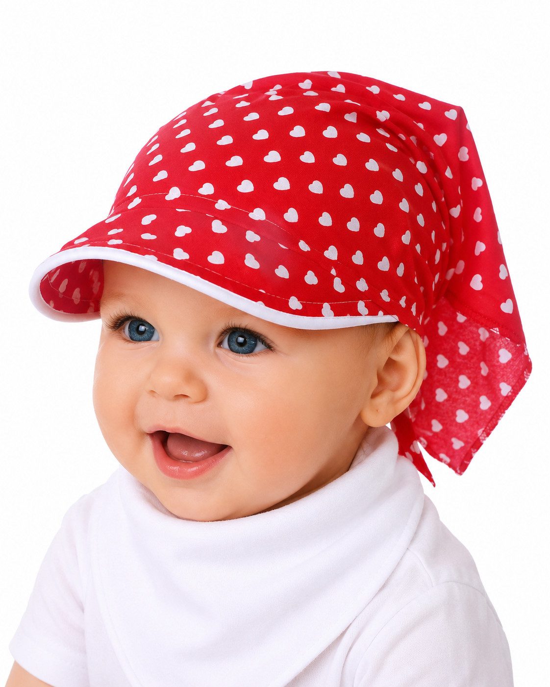 Kopftuch Baby Kinder Bandana Tuch mit Schirm Schirmmütze Kopfbedeckung in Rot