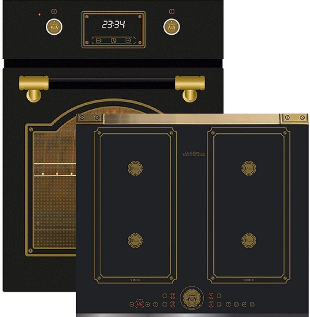 Kaiser Küchengeräte Induktions Retro AD/4, 60 Einbaubackofen AD+KCT Herd-Set 4796 6745 EH cm 50 Backofen L+Induktionskochfeld