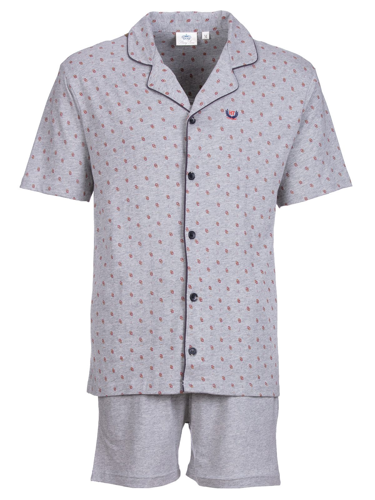 Henry Terre Shorty Pyjama Set Kurz - Karl Uni Shorts mit Paspel