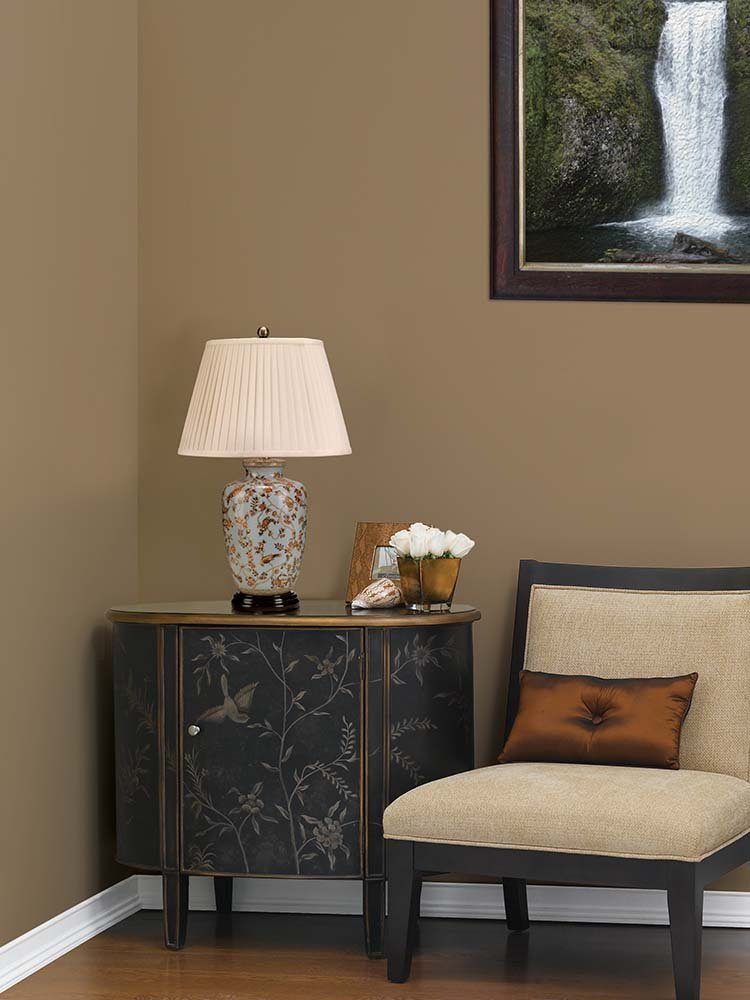 Elstead LIGHTING LED Tischleuchte, Leuchtmittel nicht inklusive, Tischleuchte Schreibtischleuchte Porzellan Gold H 34 cm