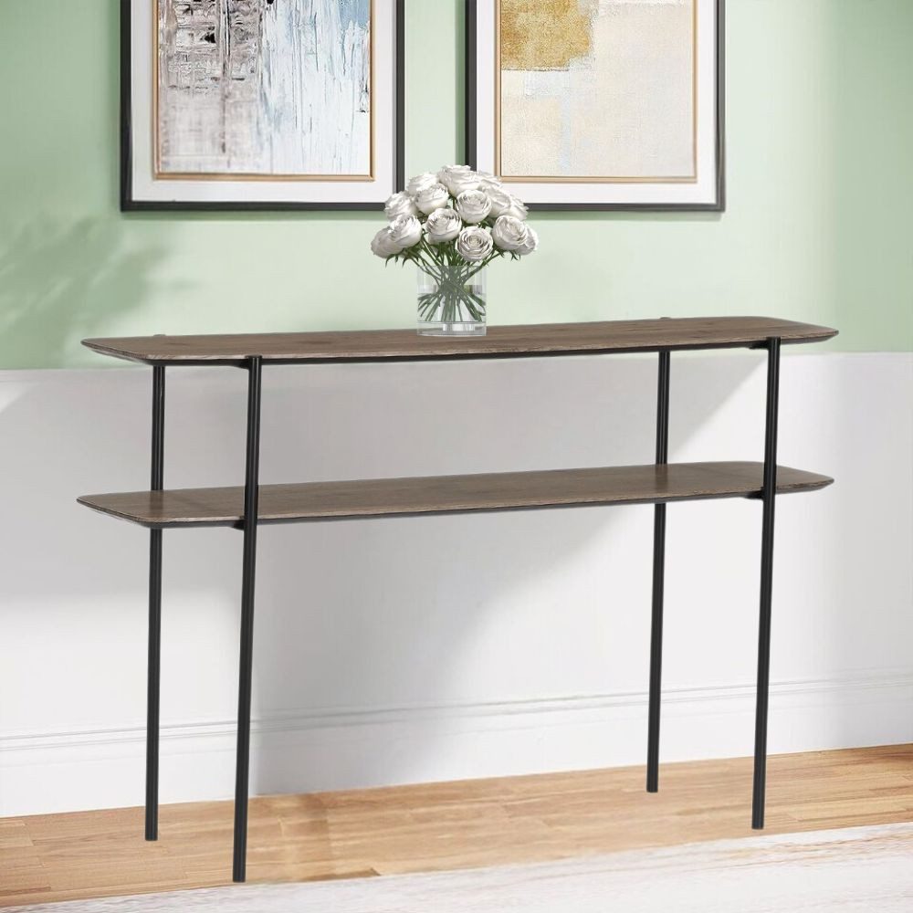 LebensWohnArt Konsolentisch Moderner Konsolentisch PINA 120cm taupe Pinien-Optik Konsole