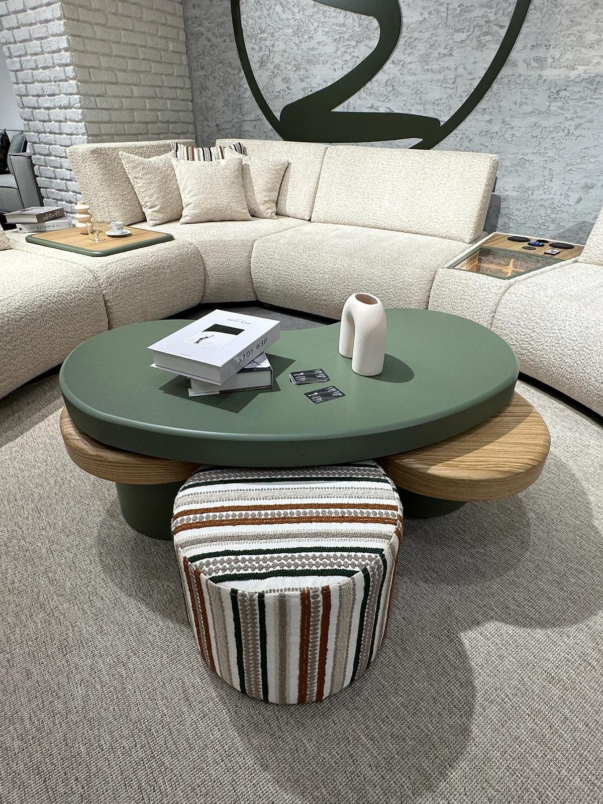 Xlmoebel Couchtisch Ovaler Couchtisch in Grün aus Holz für das Wohnzimmer, Made in Europa