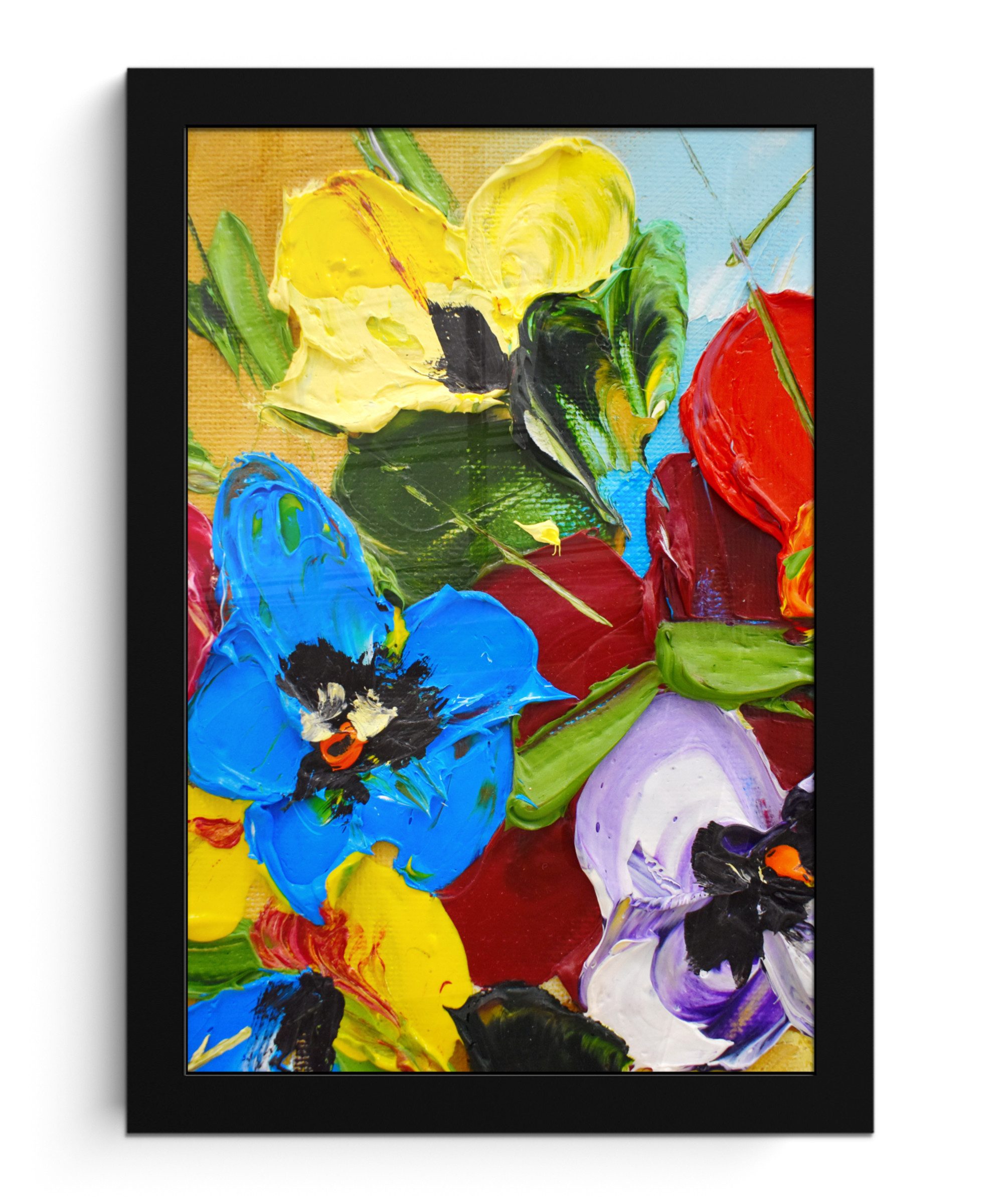 MuchoWow Poster Ölfarbe - Malerei - Blumen, (1 St), Bilderrahmen, Zimmer Deko, Bild für Wohnzimmer, 20x30 cm