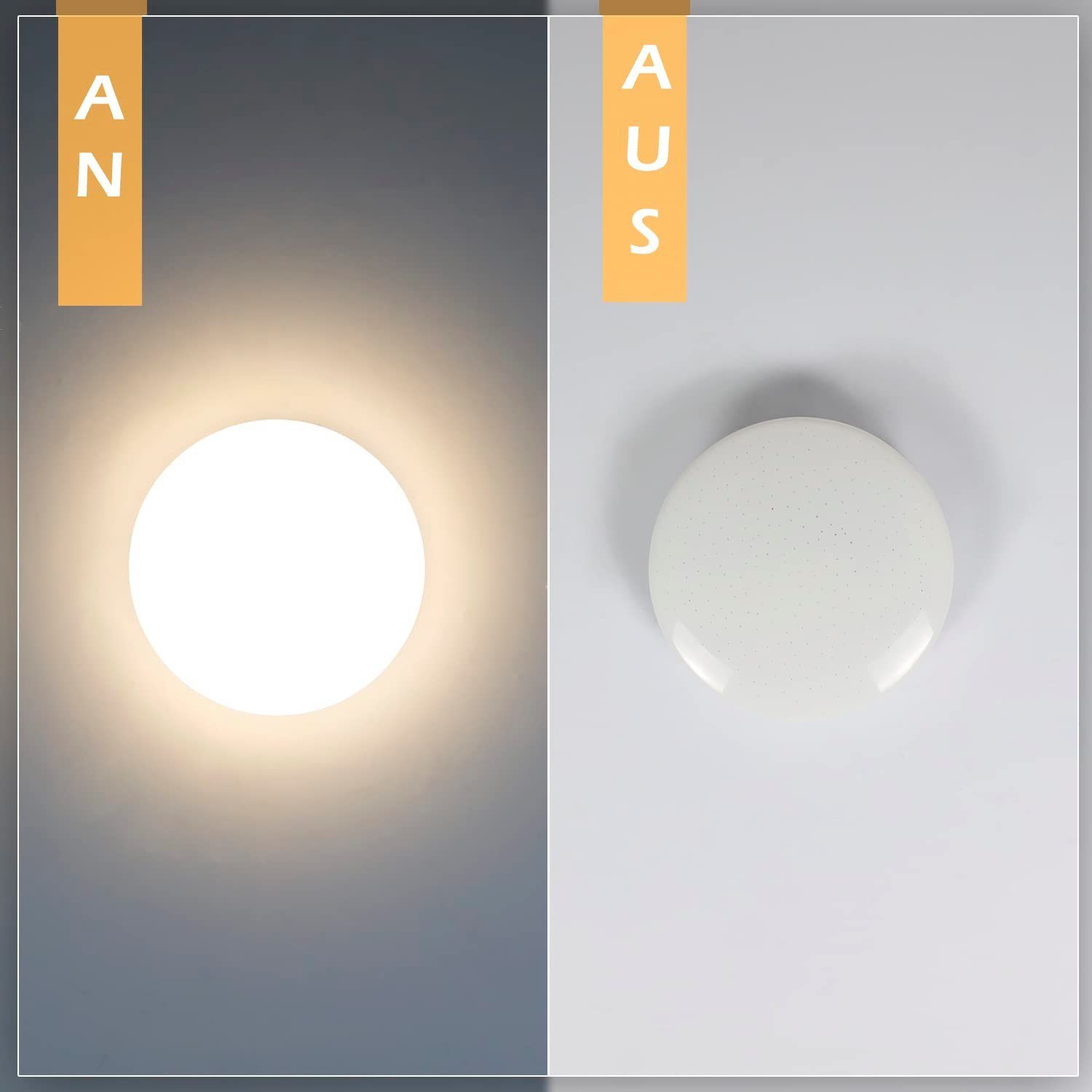 Nettlife LED Deckenleuchte Sternenhimmel Kinderzimmer 15W Ø21cm 3000K/4000K Weiß Deckenlampe, LED fest integriert, für Büro Flur Treppenhaus Esszimmer Schlafzim – Bild 3 von 5