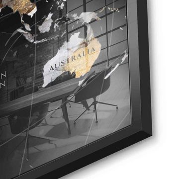 DOTCOMCANVAS® Acrylglasbild Abstract Country Collection - Acrylglas, Acrylglasbild Abstract Country Collection Weltkarte schwarz map weiß