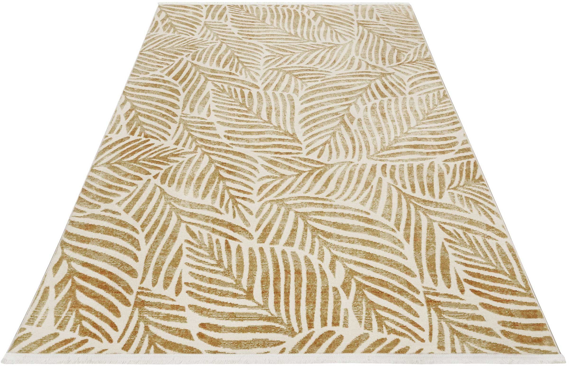 Esprit Teppich Victoria ESP-21078, rechteckig, Höhe: 7 mm, Moderner Design Kurzflorteppich mit Fransen, Wohnzimmer