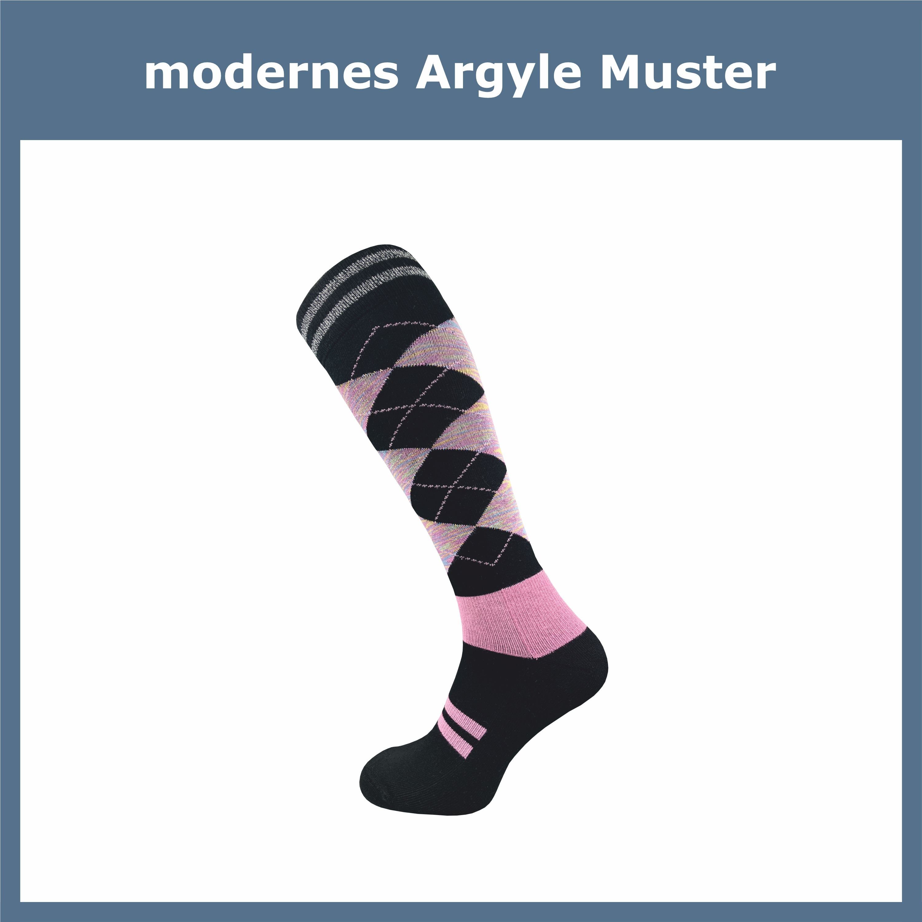 GAWILO Reitsocken für Damen aus Baumwolle - karierte Kniestrümpfe in schwar günstig online kaufen