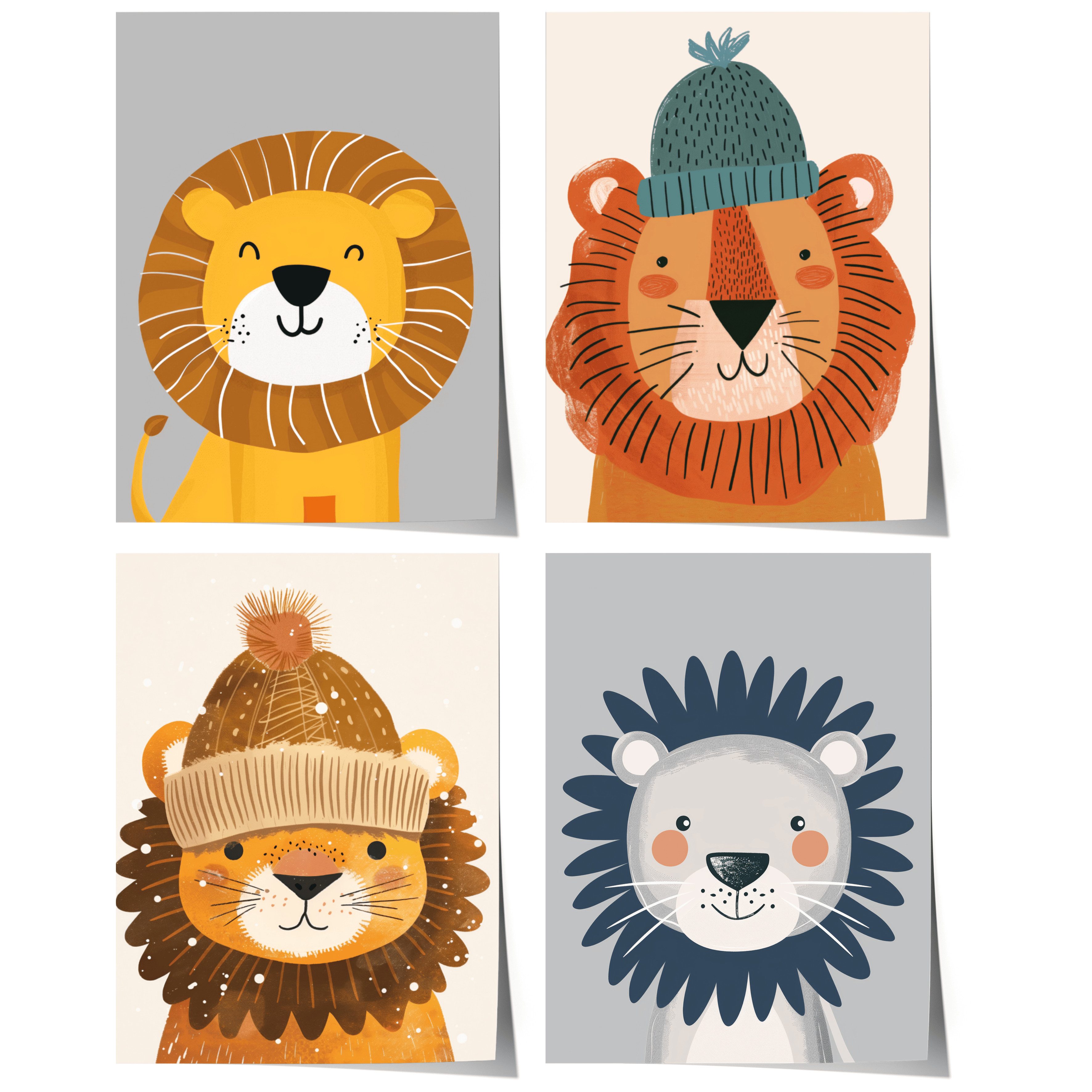 JUSTGOODMOOD Poster Löwen Kinderzimmer Geschenkidee für Kinder Kinderzimmer Deko Winter He, LÖWE C (1 St)