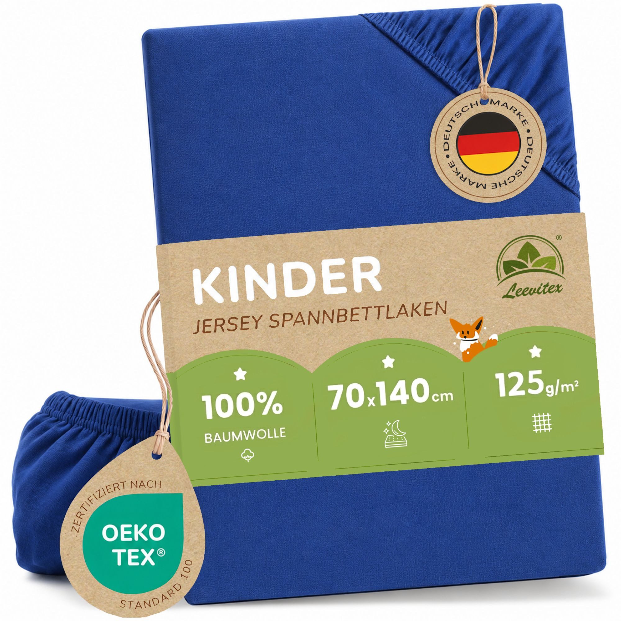 leevitex® Spannbettlaken in verschiedenen Größen und Farben, Jersey aus 100% Baumwolle, Jersey, Gummizug: rundum, (1 Stück), für Kinder- & Standardmatratzen, OEKO-TEX® STANDARD 100 zertifiziert