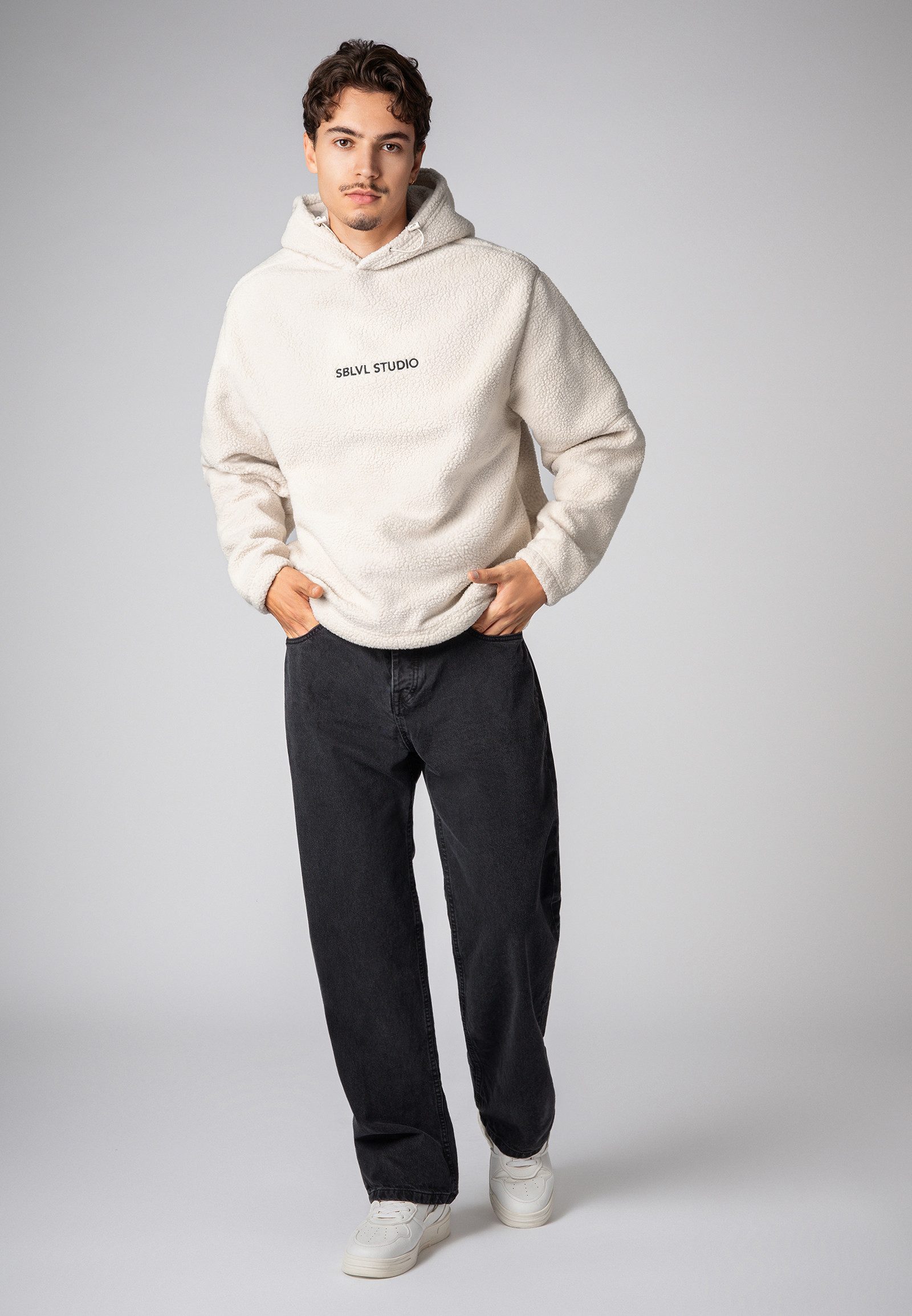 SUBLEVEL Fleecejacke Herren Fleece Kapuzenpullover Sweater, Kapuzensweatshirt mit Kapuze, Taschen in Seitennaht