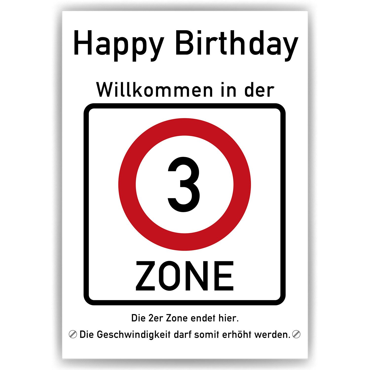 Tigerlino Poster 3. Geburtstag Geschenk Verkehrszeichen Karte Happy Birthday Deko Bild