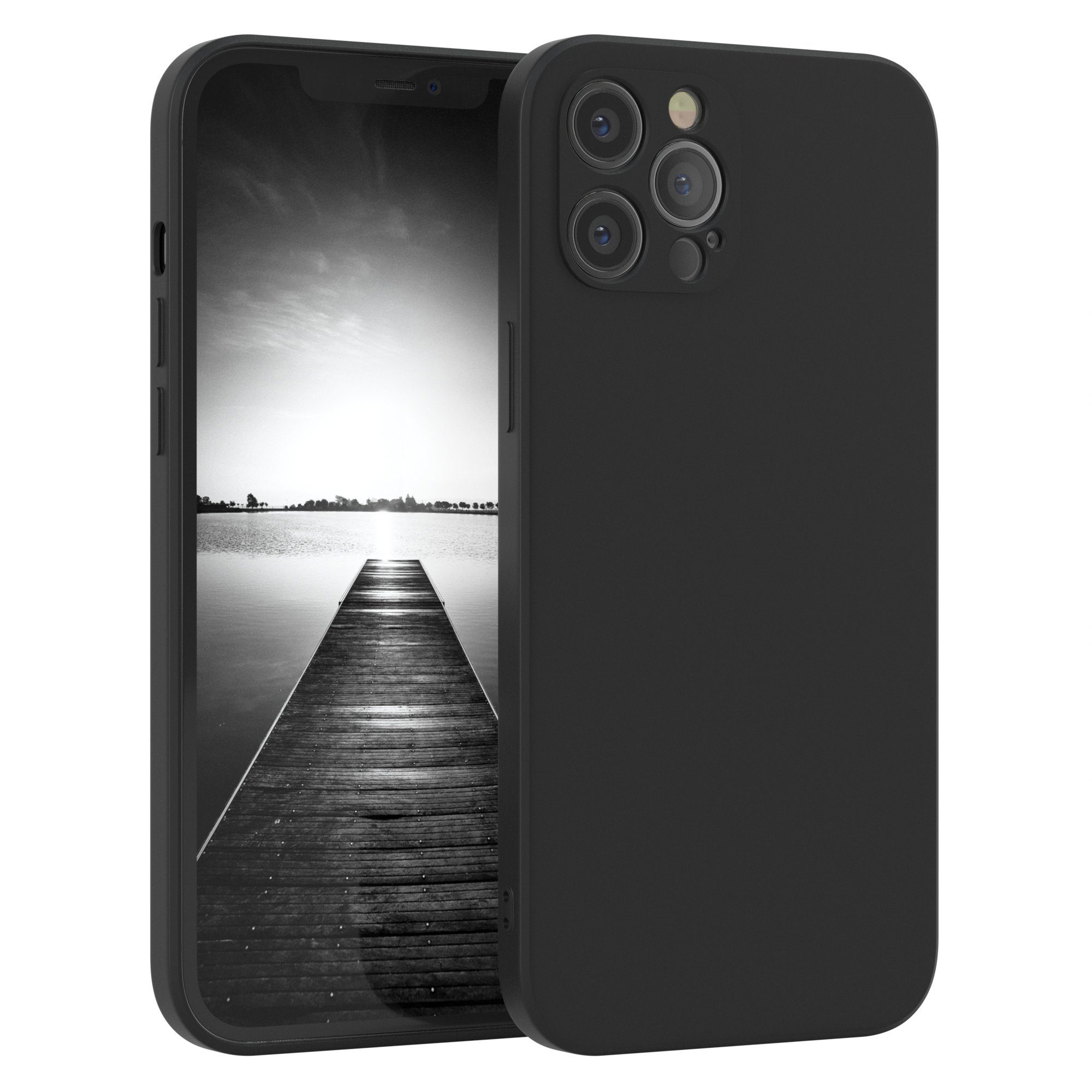 EAZY CASE Handyhülle TPU Hülle für Apple iPhone 12 Pro Max 6,7 Zoll, Silikon Schutzhülle mit Kameraschutz kratzfest Back Cover Etui Schwarz
