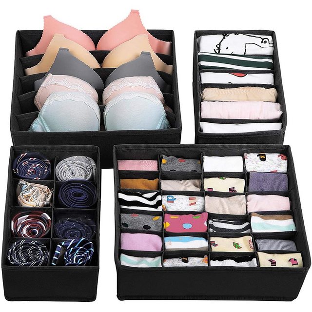 Jormftte Sammleretui “Aufbewahrungsboxen für Unterwäsche, Schubladen-Organizer, Ordnungssystem für Kleiderschrank, faltbar,4er Set, beige”