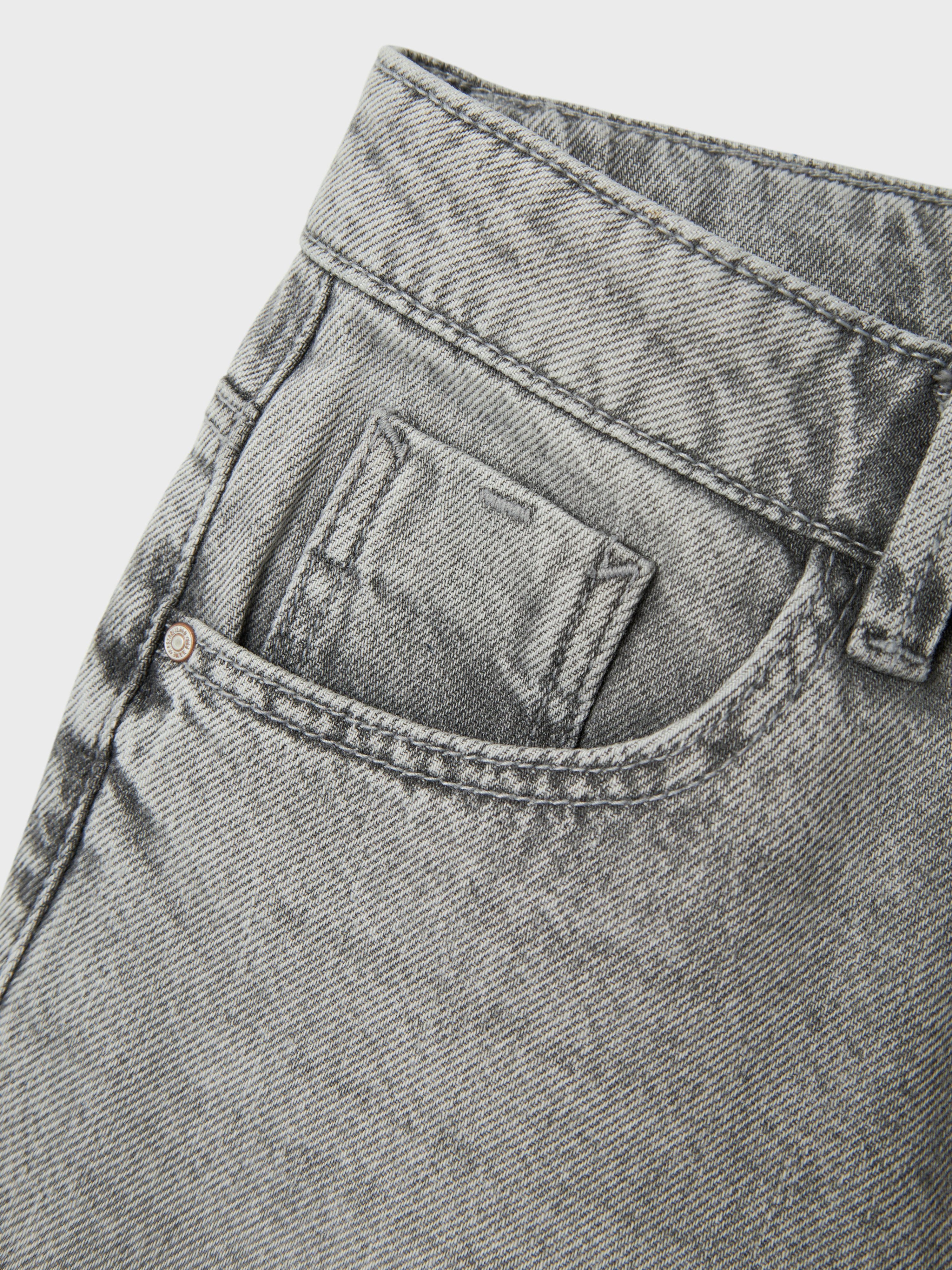 Name It Weite Jeans NKFROSE für Mädchen mit weitem Bein und klassischem Sitz normal, Denim, Abriebeffekte, Reißverschluss