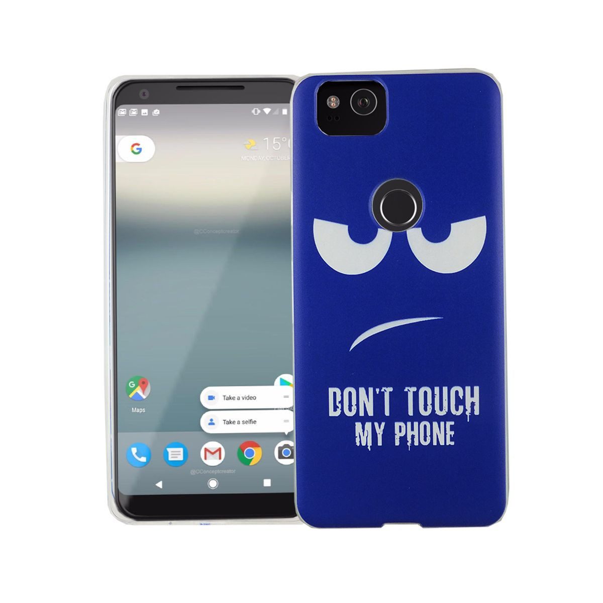 König Design Handyhülle Google Pixel 2, Google Pixel 2 Handyhülle Bumper Backcover Blau