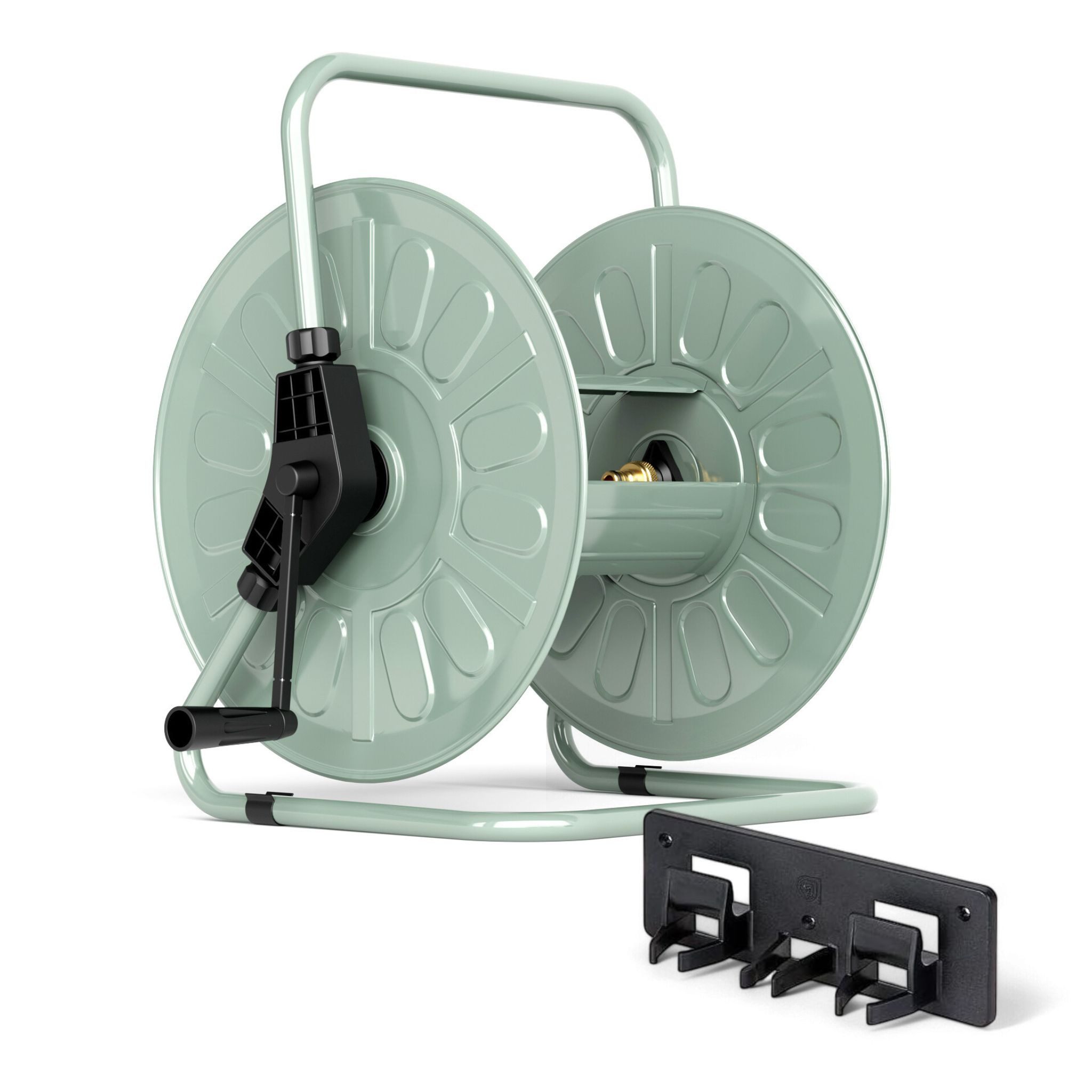 LIVLIG Schlauchtrommel Metall für bis zu 50m Schlauch, Schlauchaufbewahrung, Schlauchhalter, (Schlauchtrommel inkl. Wandhalterung), Wandmontage oder Bodenplatzierung, bei Nutzung flexibel platzierbar